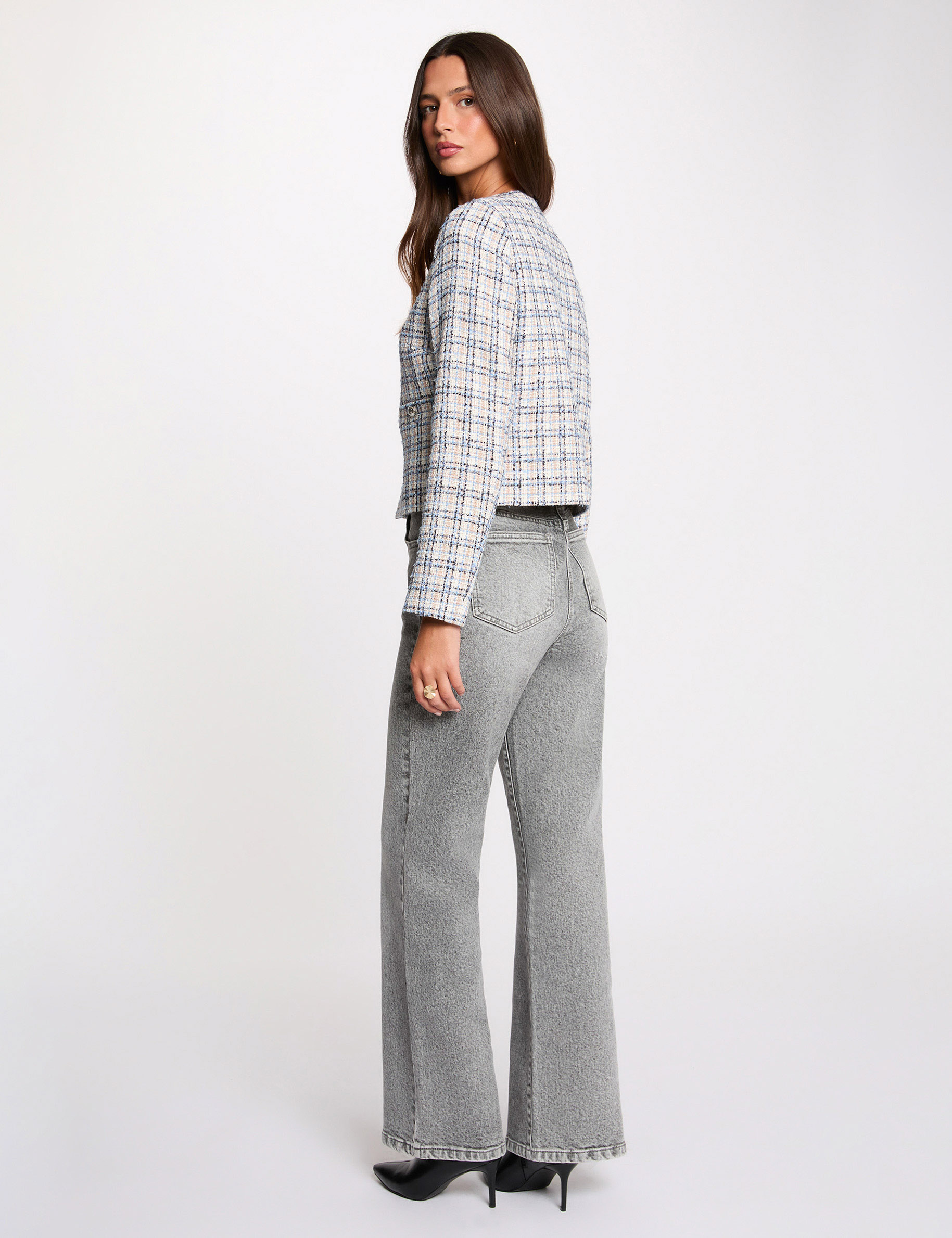 Fitted tweed jacket multicolor women