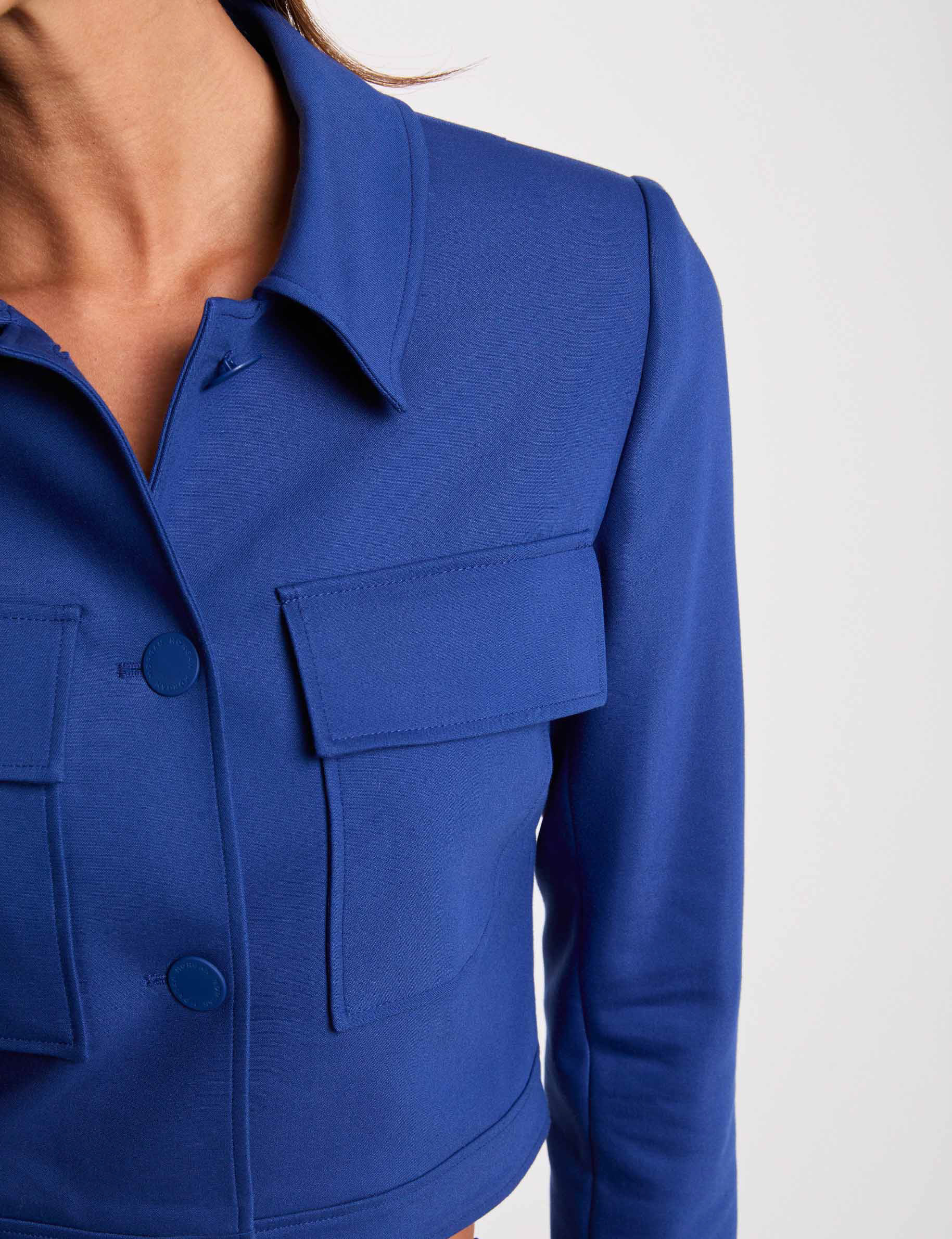 short buttoned jacket electric blue women Short buttoned jacket electric blue women