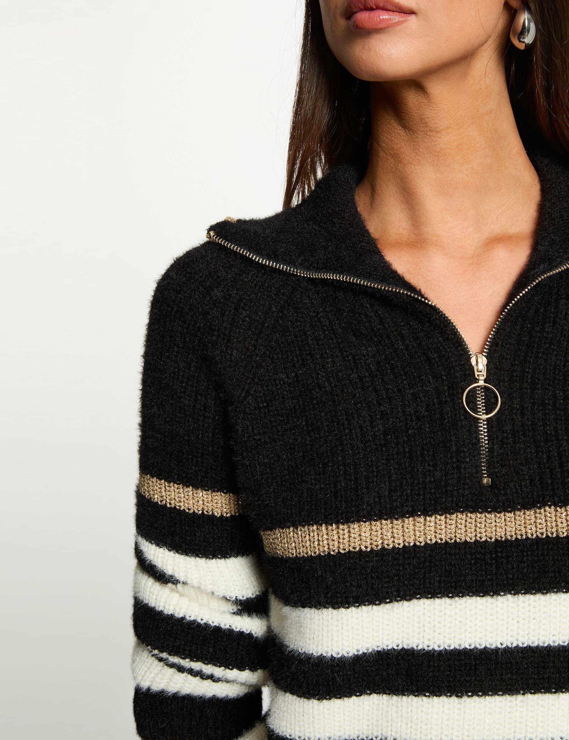 Sweater with half-zip neckline black women