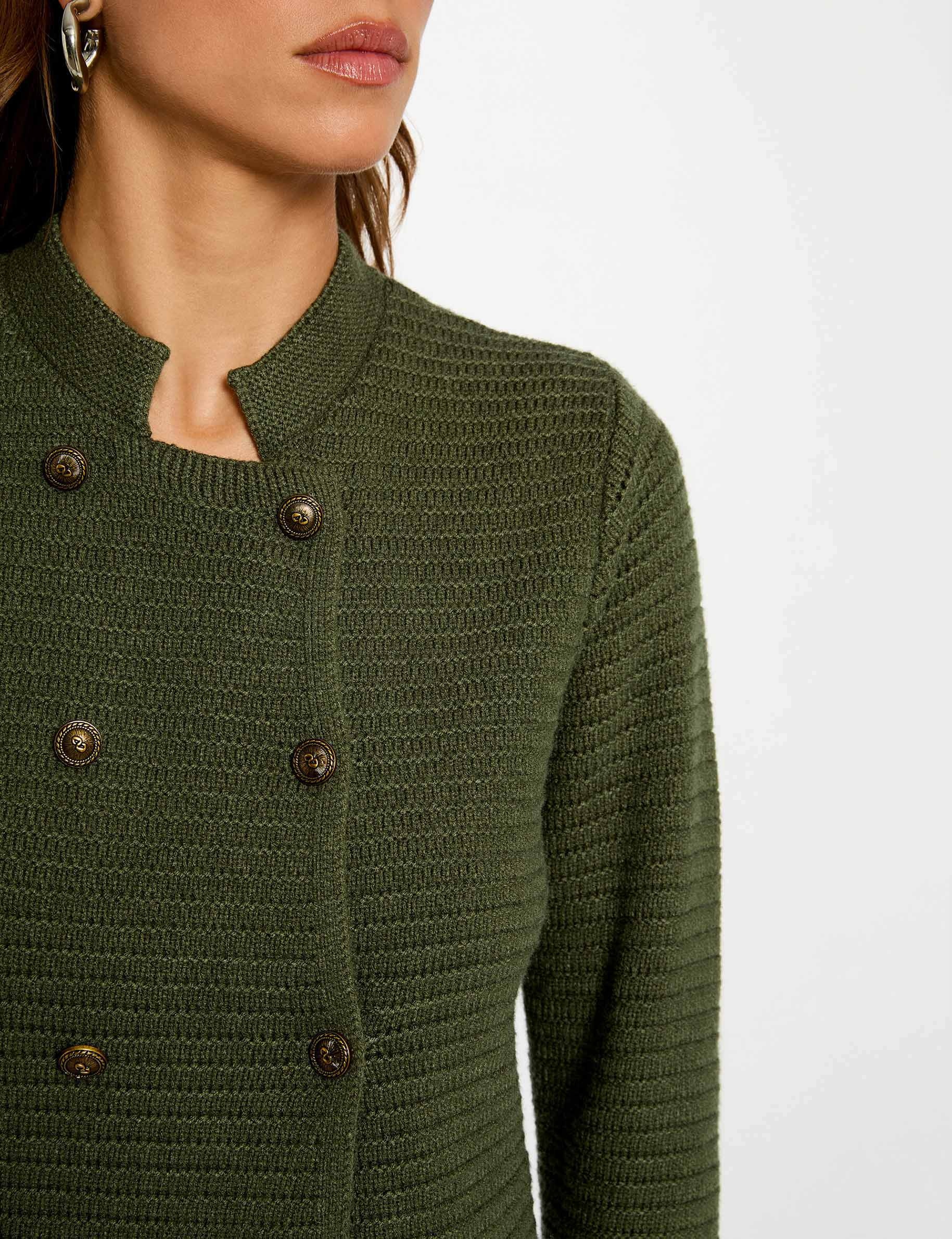 Cropped buttoned jacket khaki green women