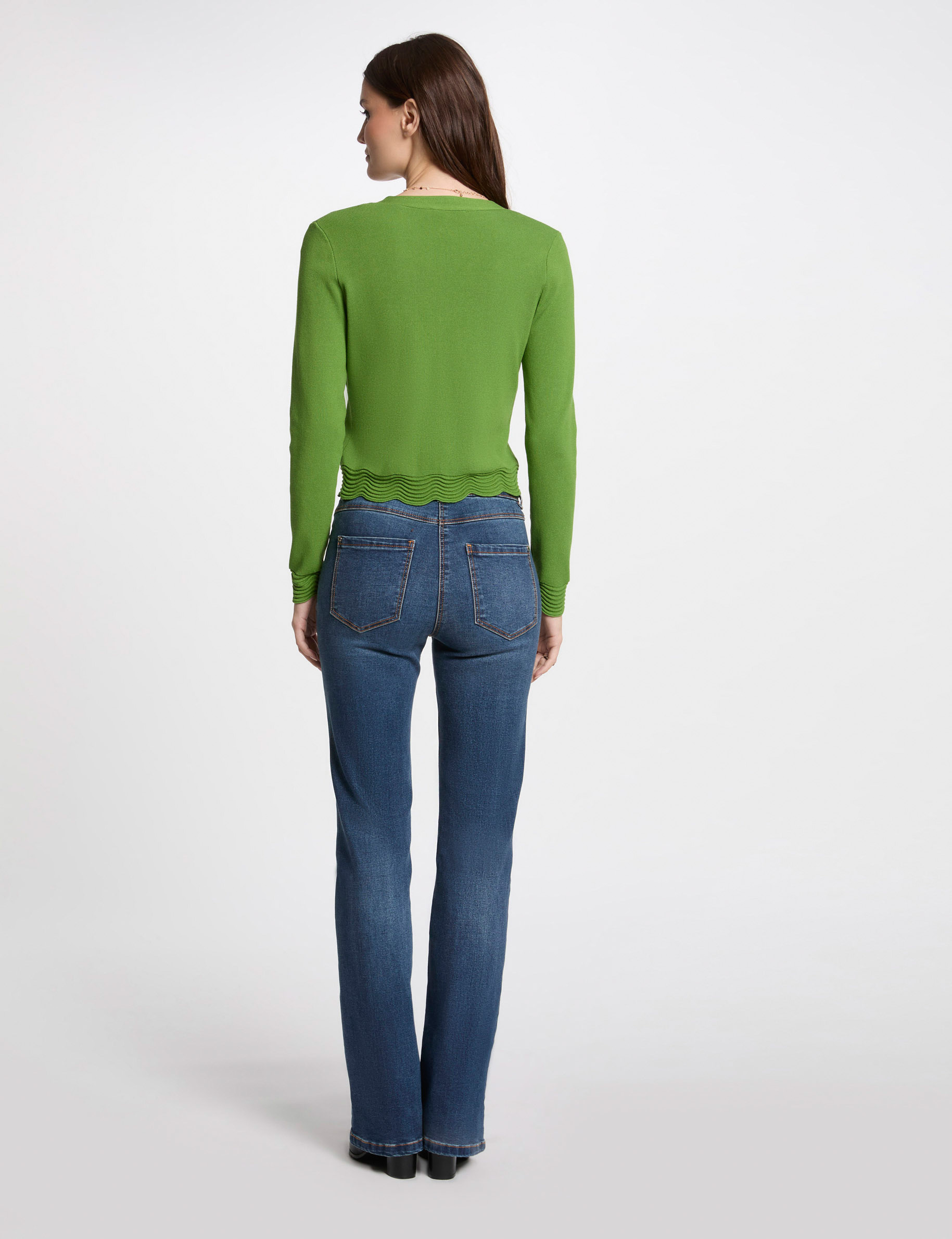 cardigan with v neck aniseed green women Cardigan with V-neck aniseed green women