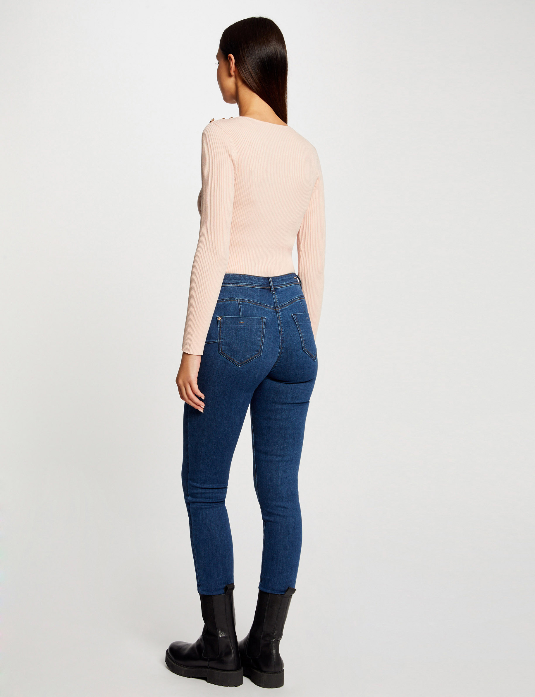 Long-sleeved jumper with buttons pink ladies'