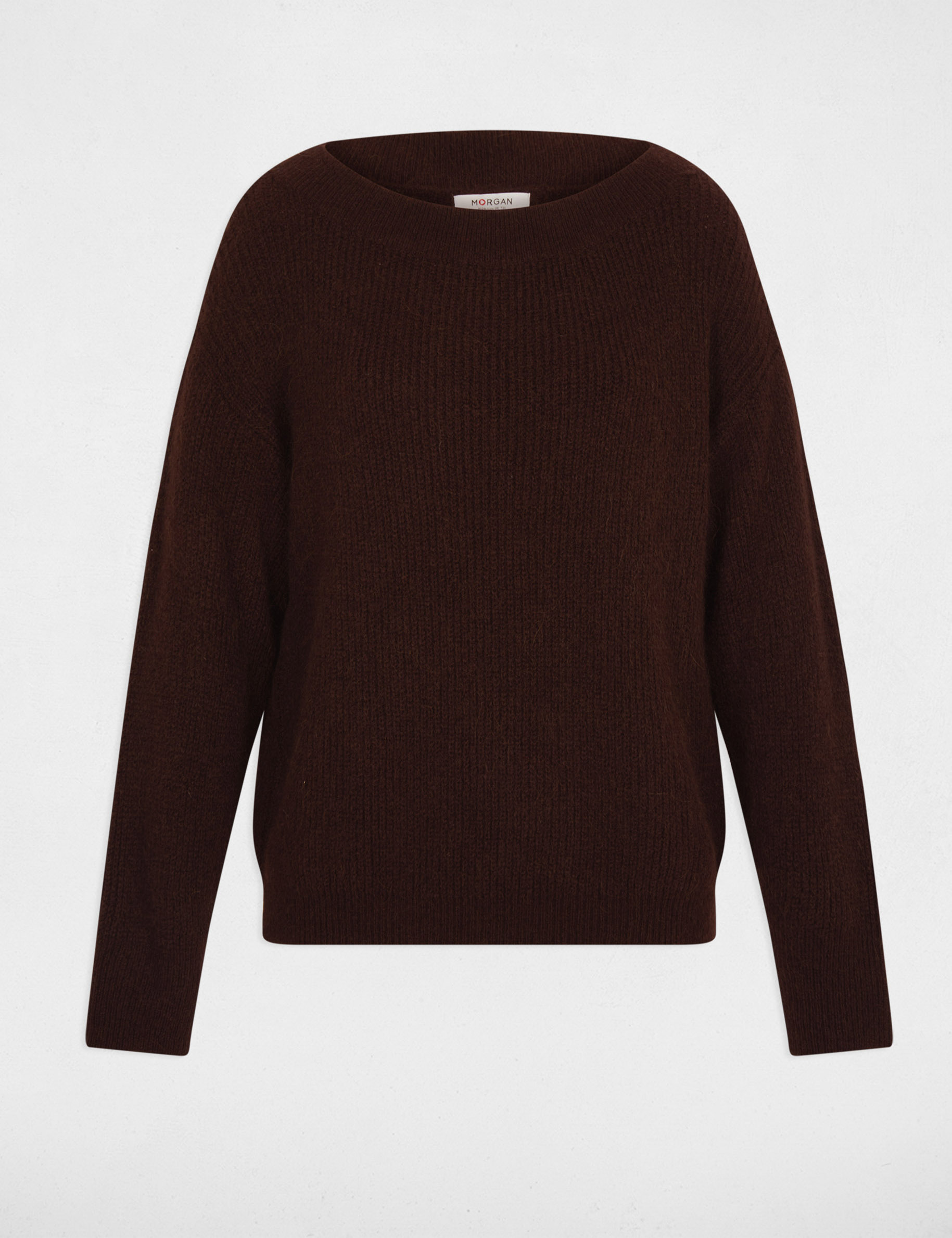 Jumper with round neck dark brown women