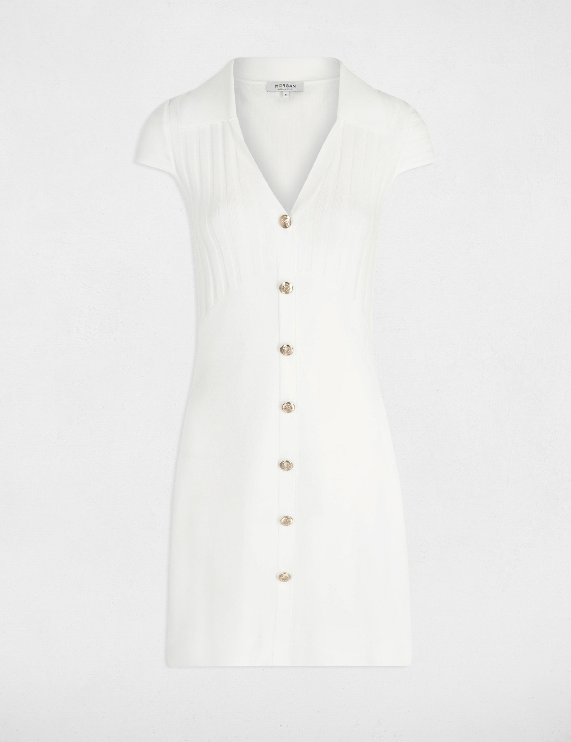 Fitted mini knitted dress ivory women