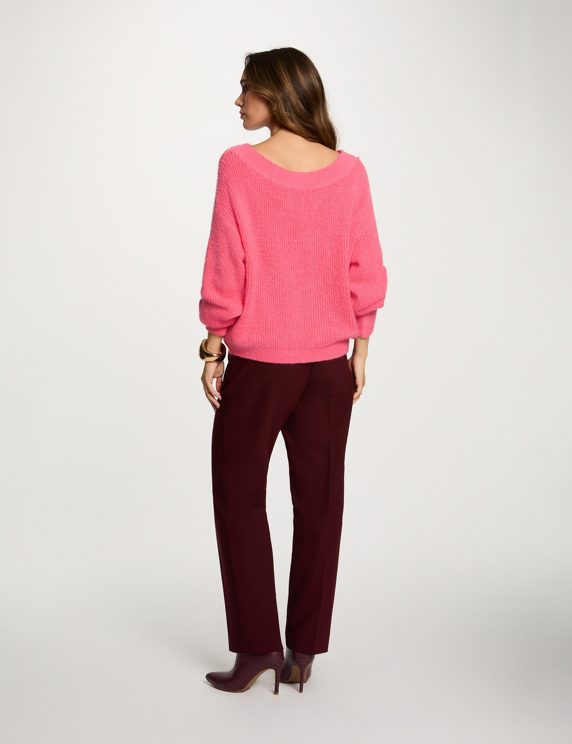 jumper with round neck fuchsia pink women Jumper with round neck fuchsia pink women