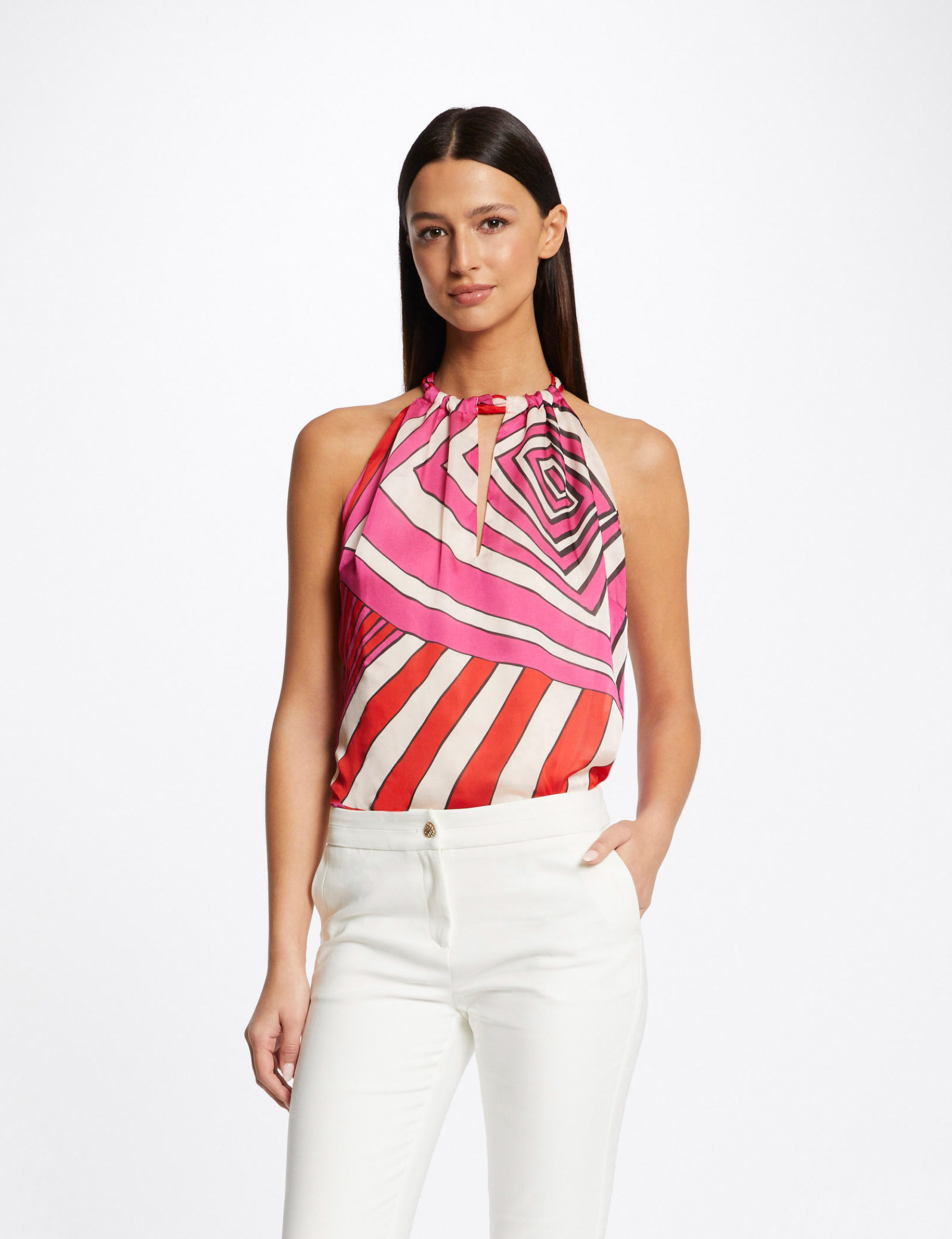 Sleeveless blouse geometric print multico ladies' Sleeveless blouse geometric print multico ladies'