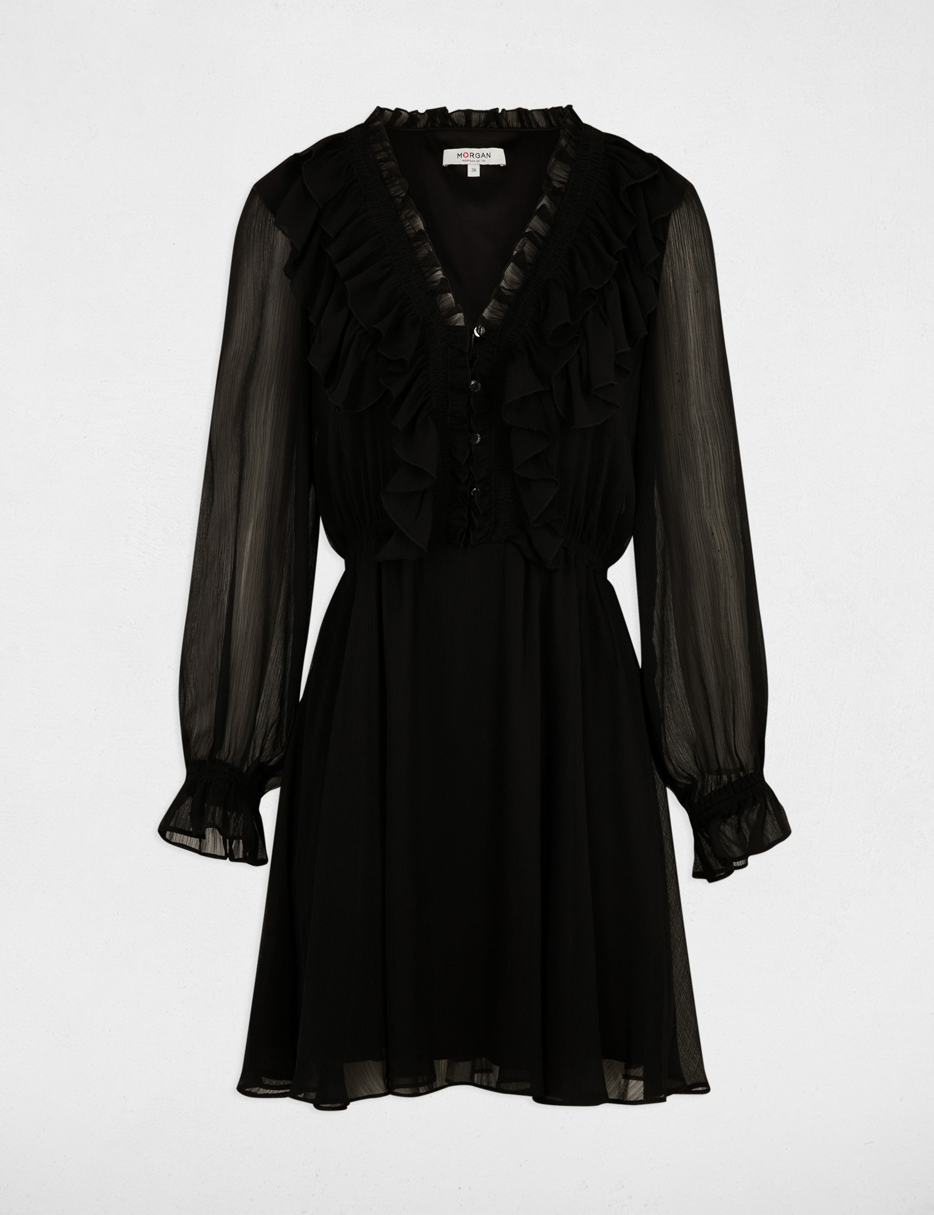 Robe courte ajustée noir femme