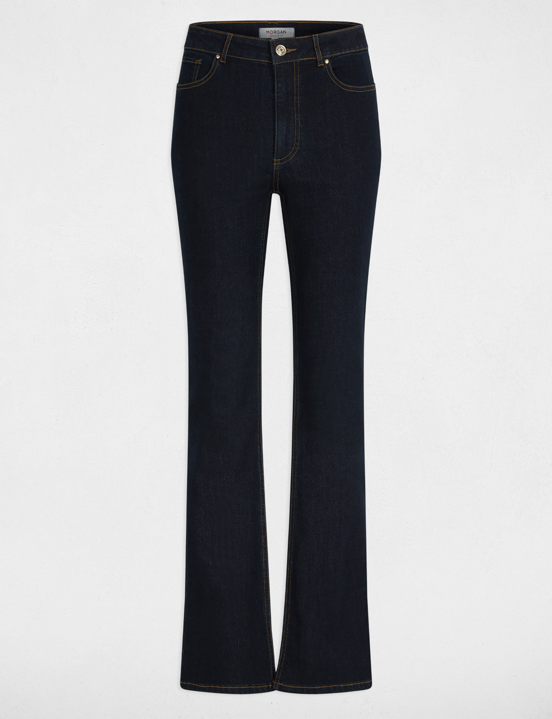 High-waisted bootcut jeans raw denim women