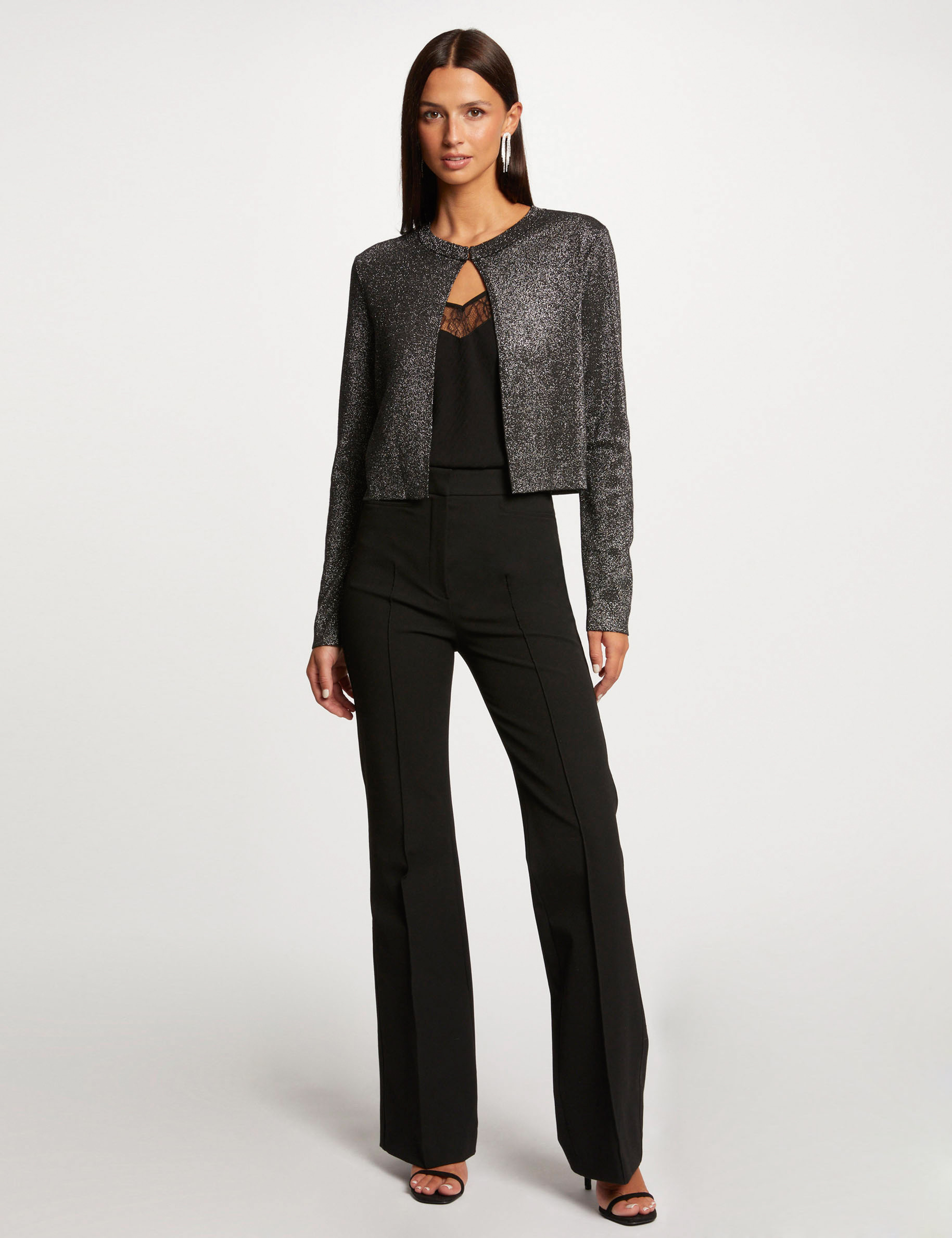 Long silver cardigan top