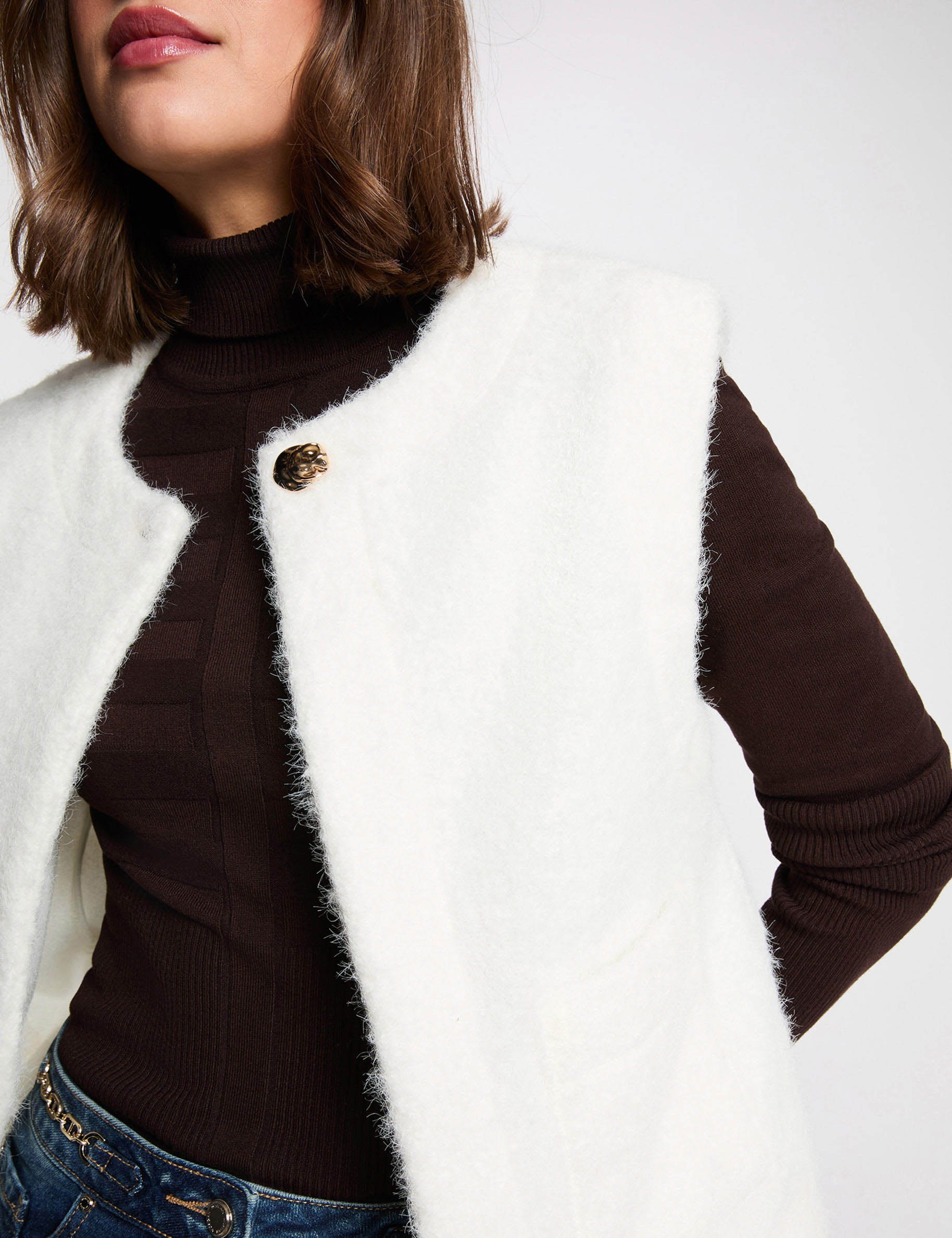 Sleeveless jacket ivory women