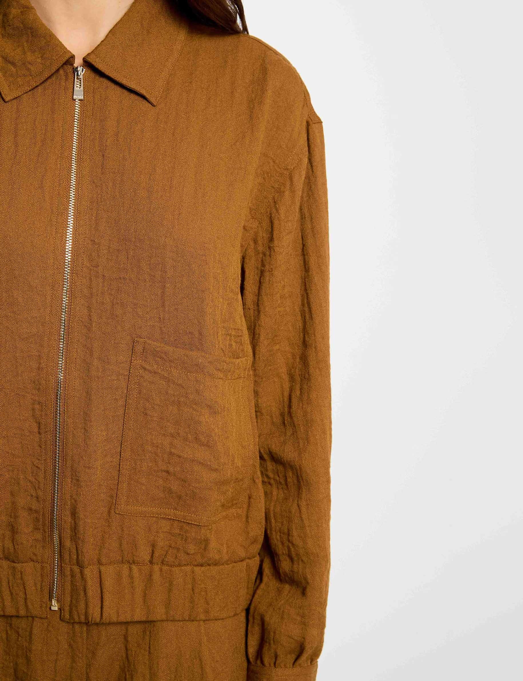 Pleated oversized jacket camel women