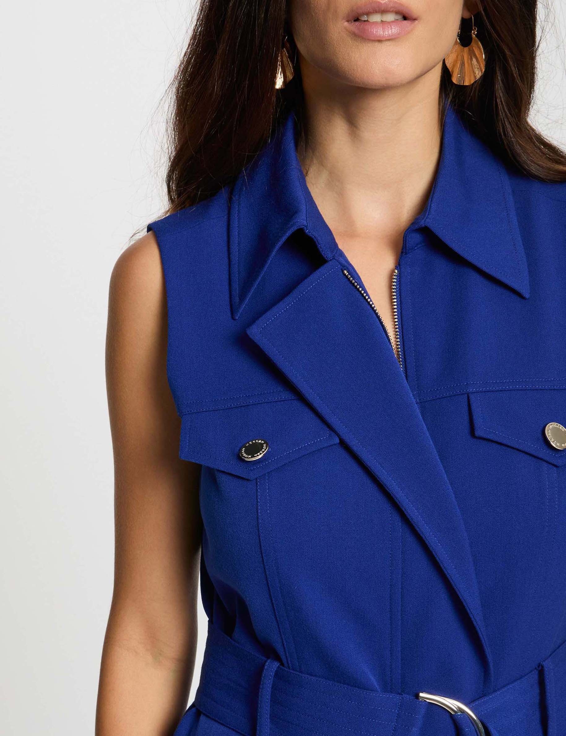 Belted waisted mini dress petroleum blue women