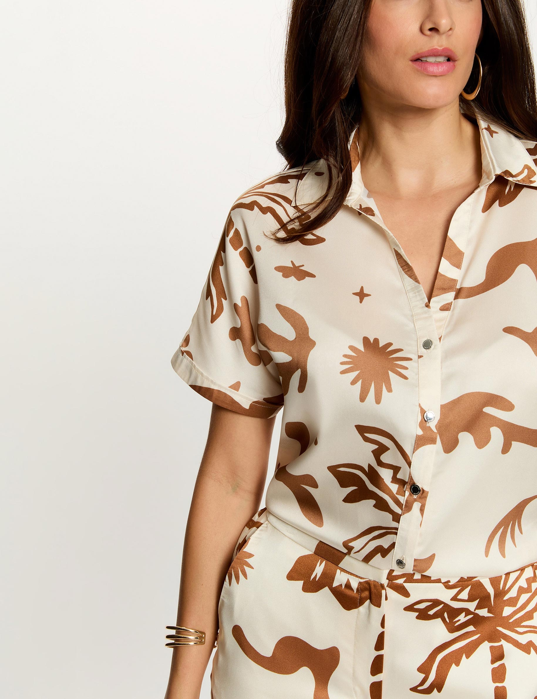 Satin short-sleeve shirt multicolor women