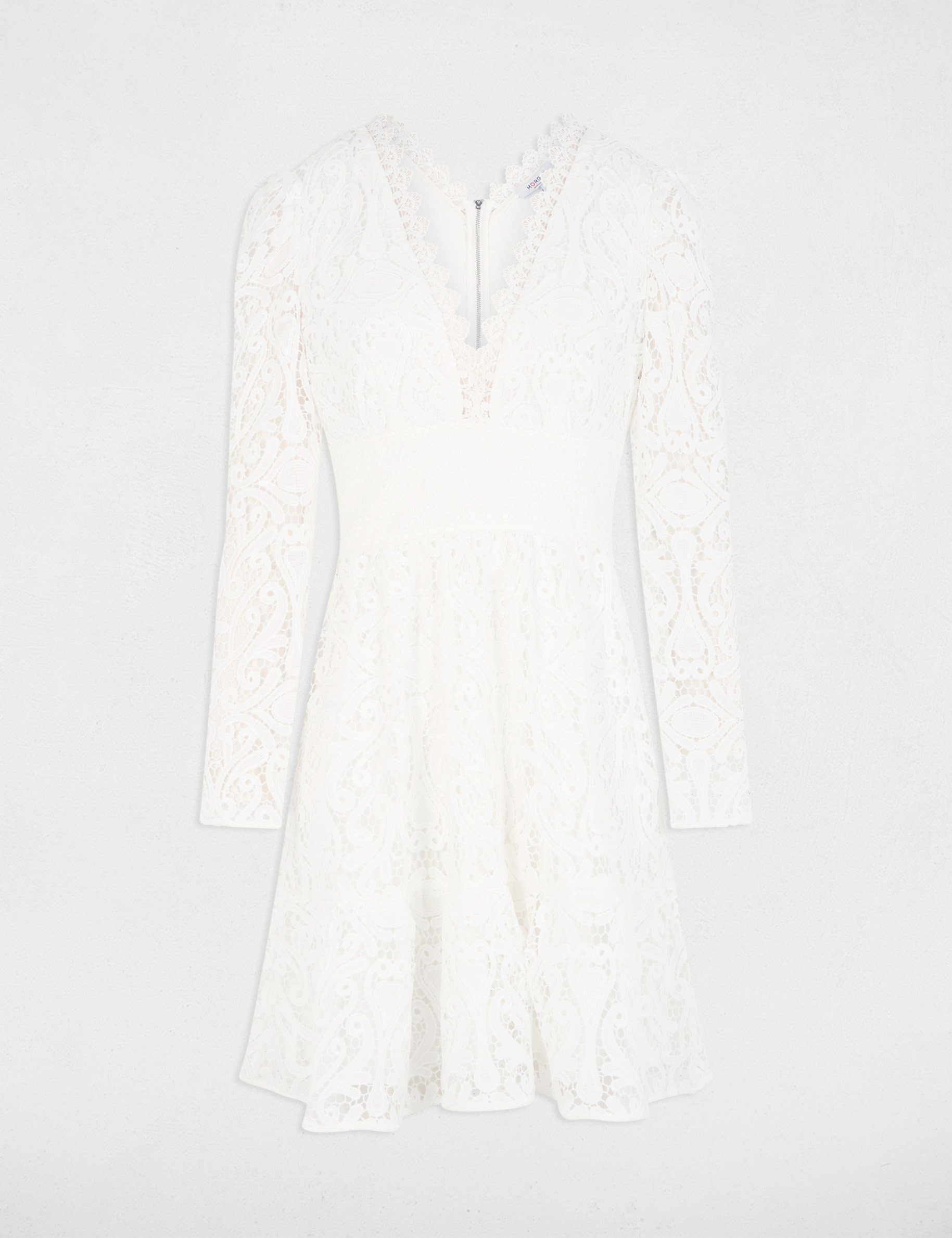 A-line mini lace dress white women