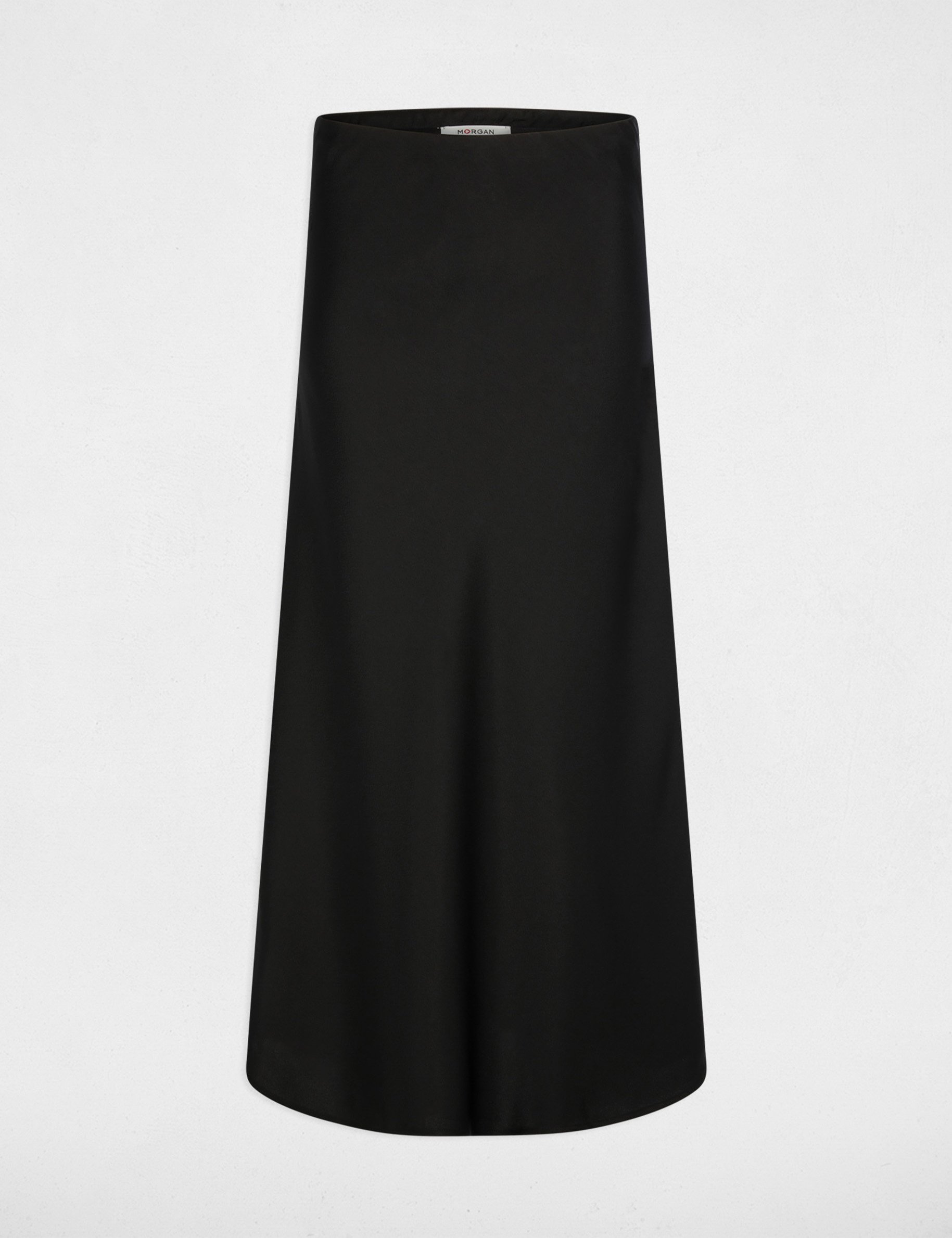 jupe longue satinee noir femme Jupe longue satinée noir femme