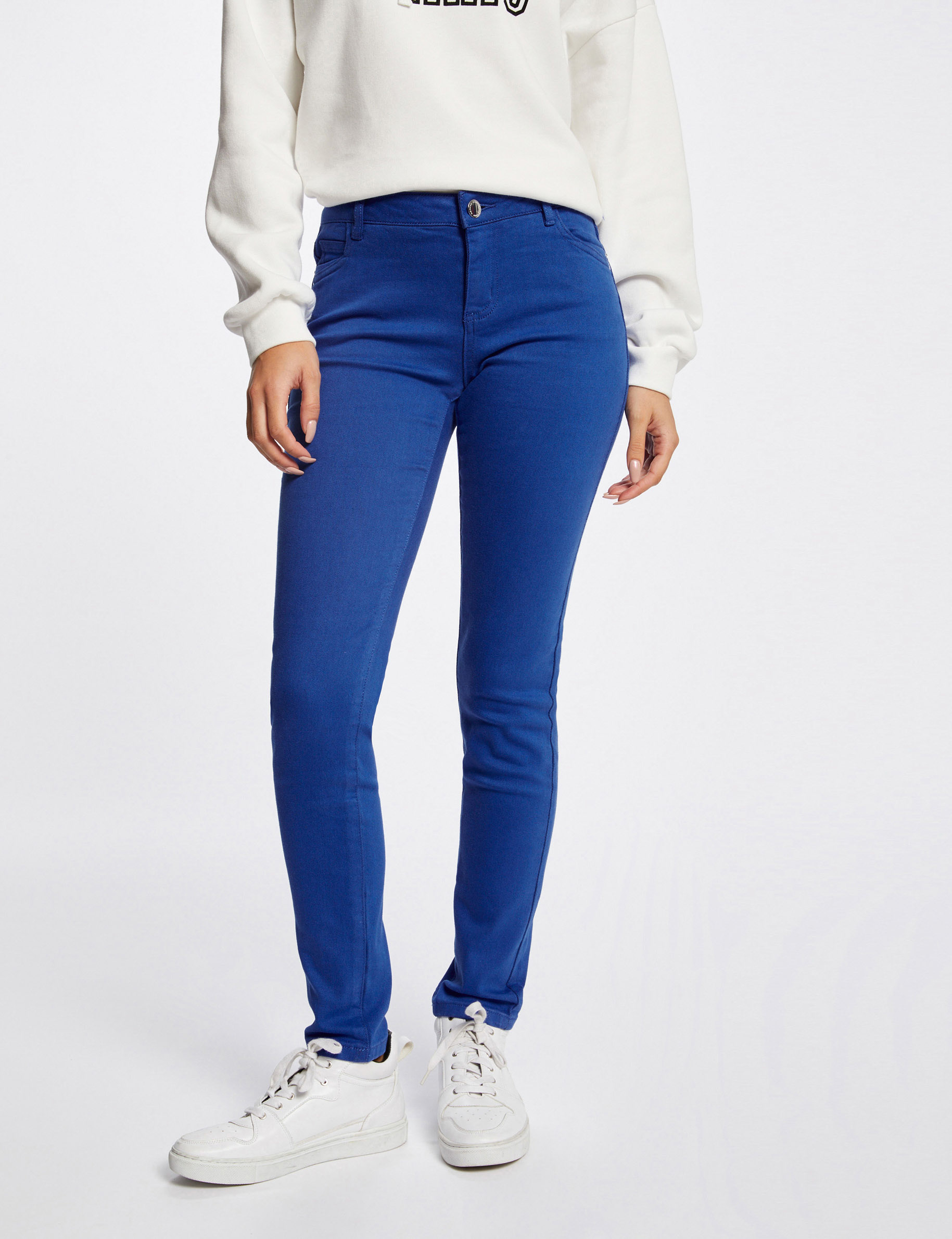 Low waist skinny trousers mid blue ladies'