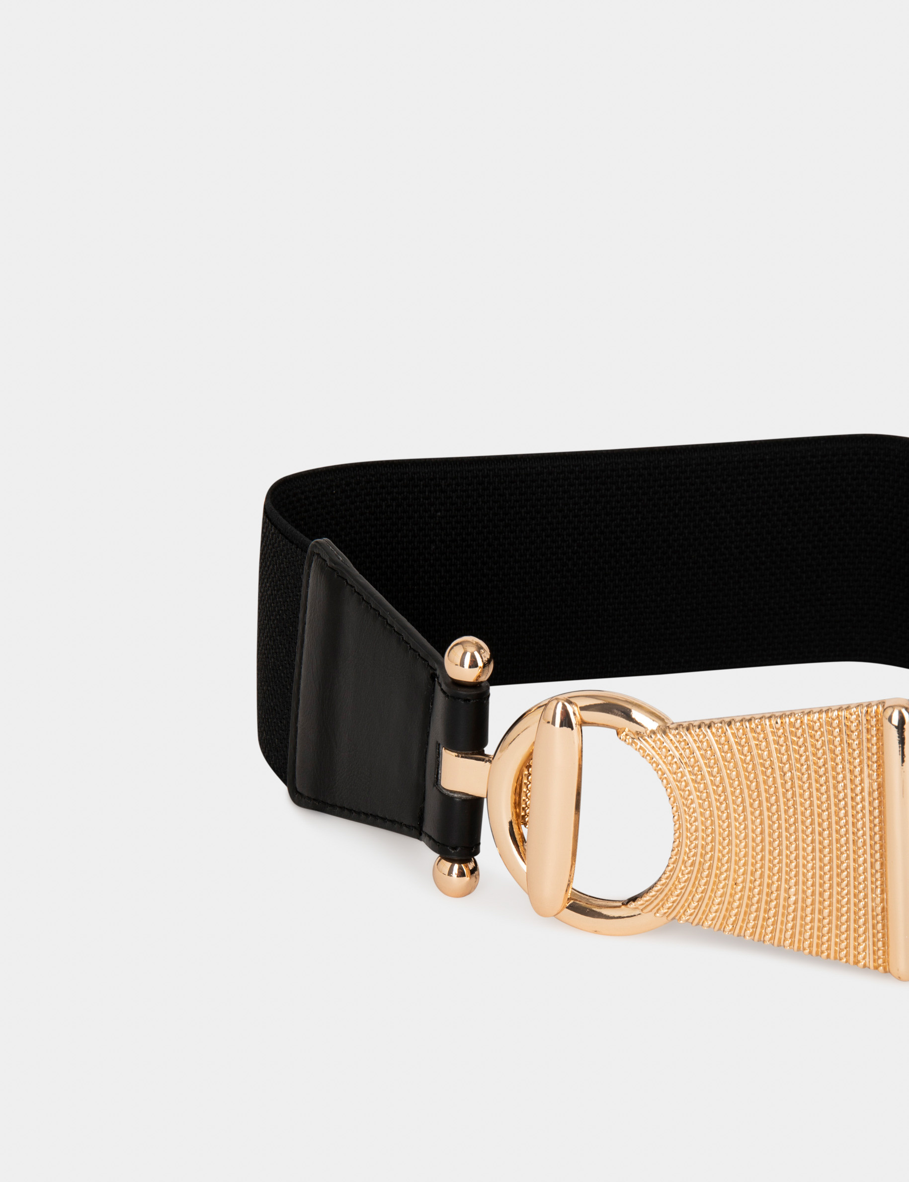 Elasticised belt with toggle fastening black ladies' Elasticised belt with toggle fastening black ladies'