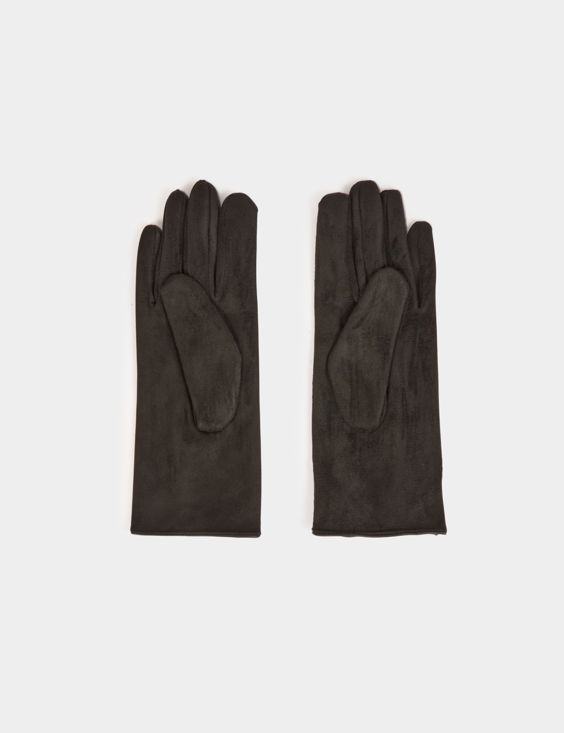 Suede gloves with buttons black women