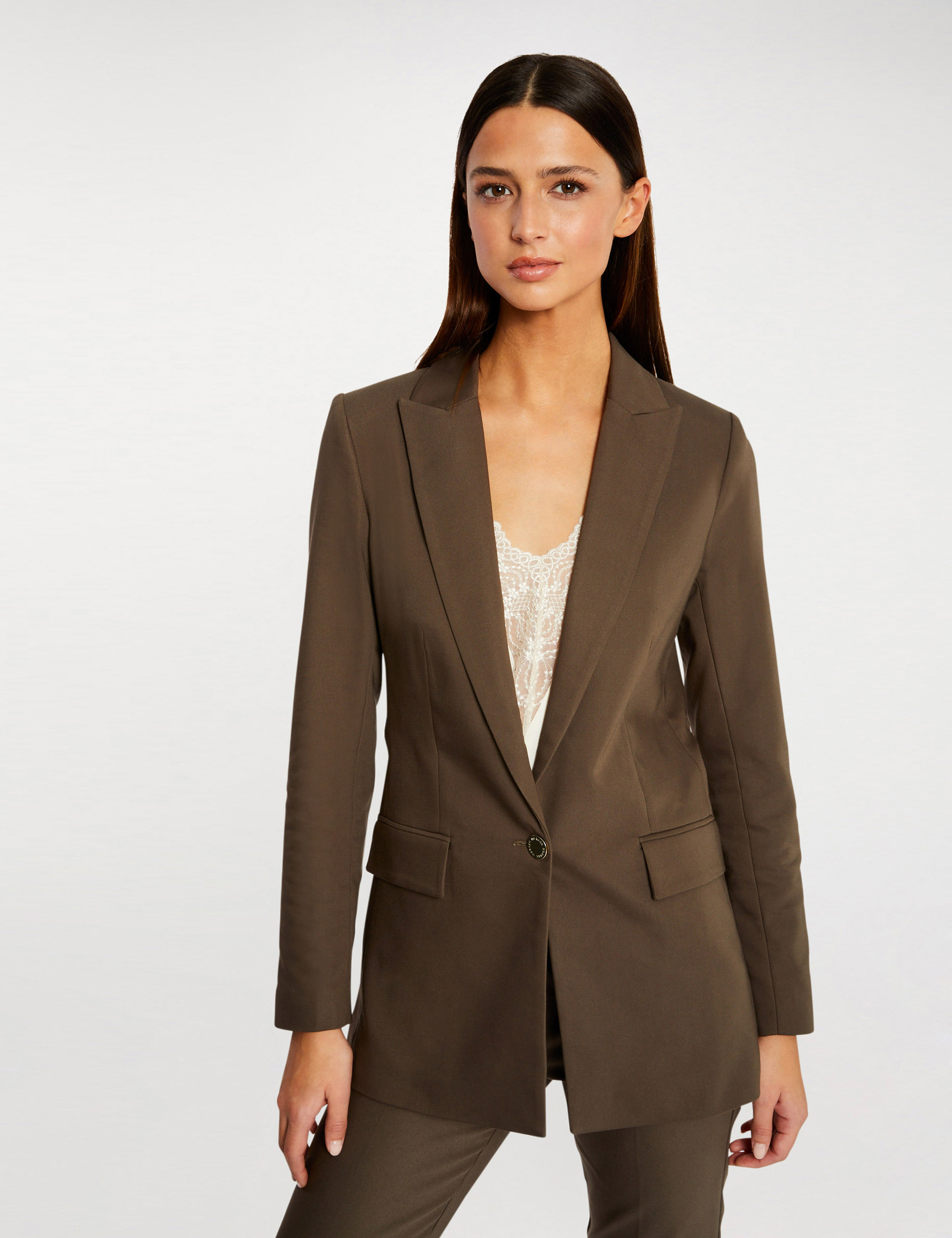 Straight city jacket khaki green ladies'