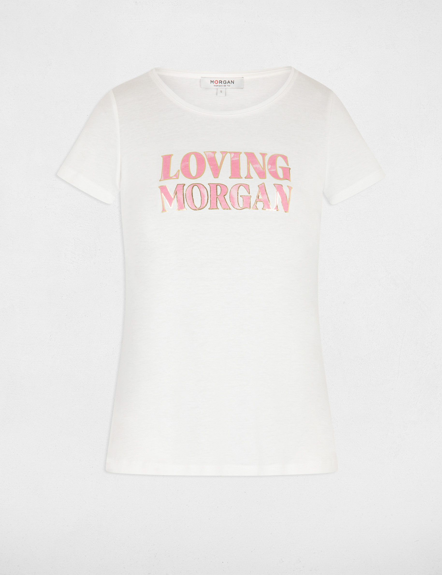 T-shirt with message ecru ladies'