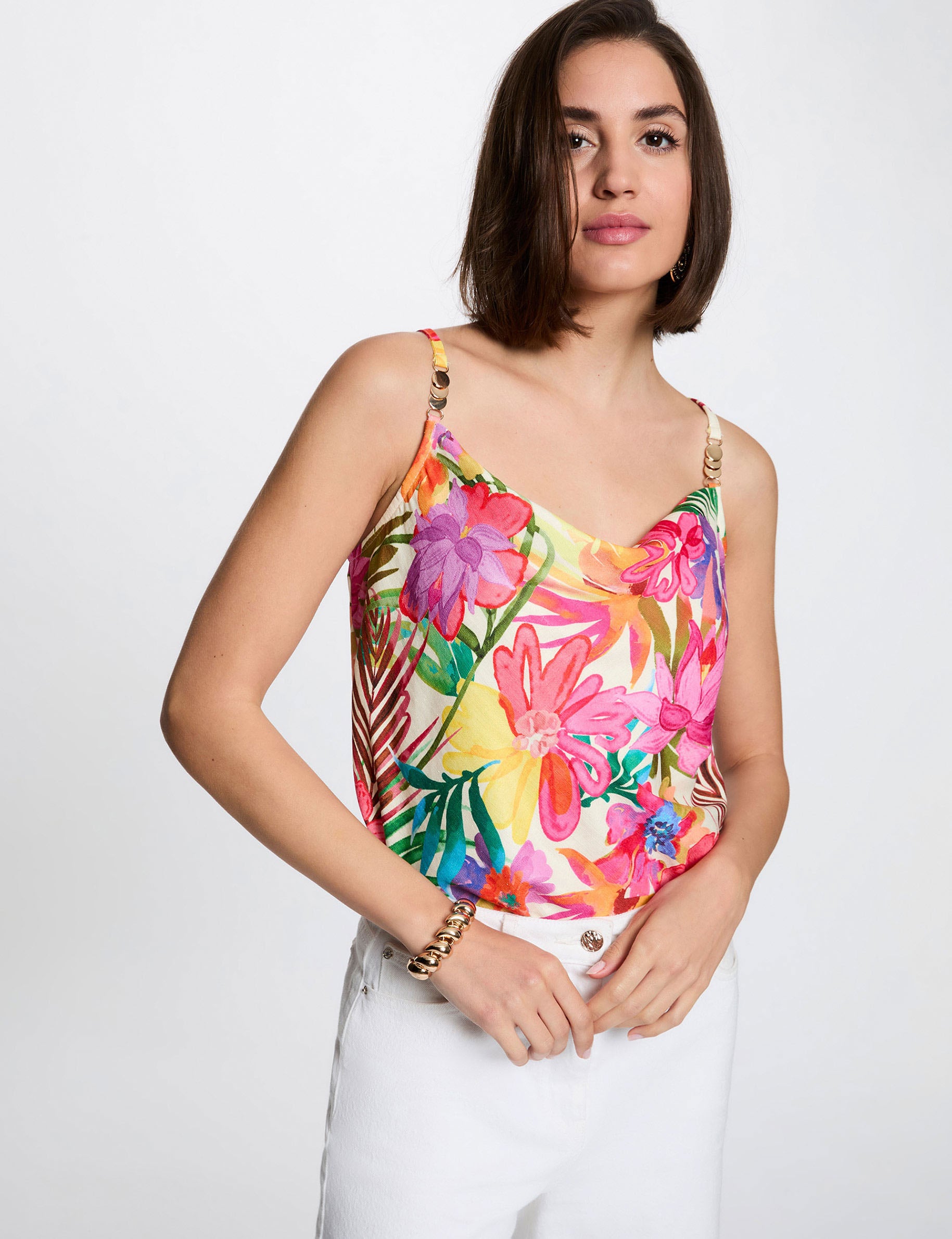 Satin cowl neck top multicolor women