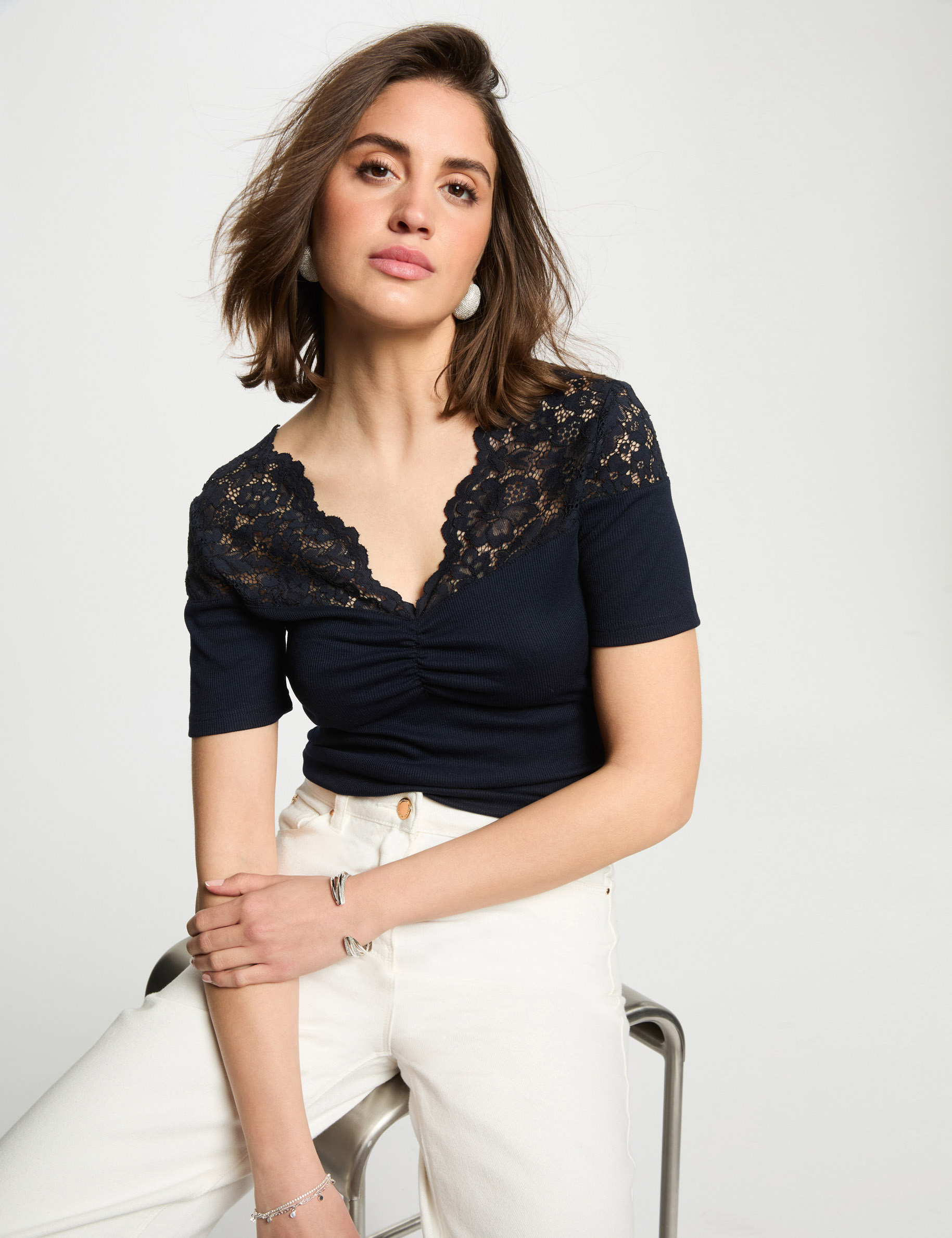 Short-sleeved t-shirt navy blue women
