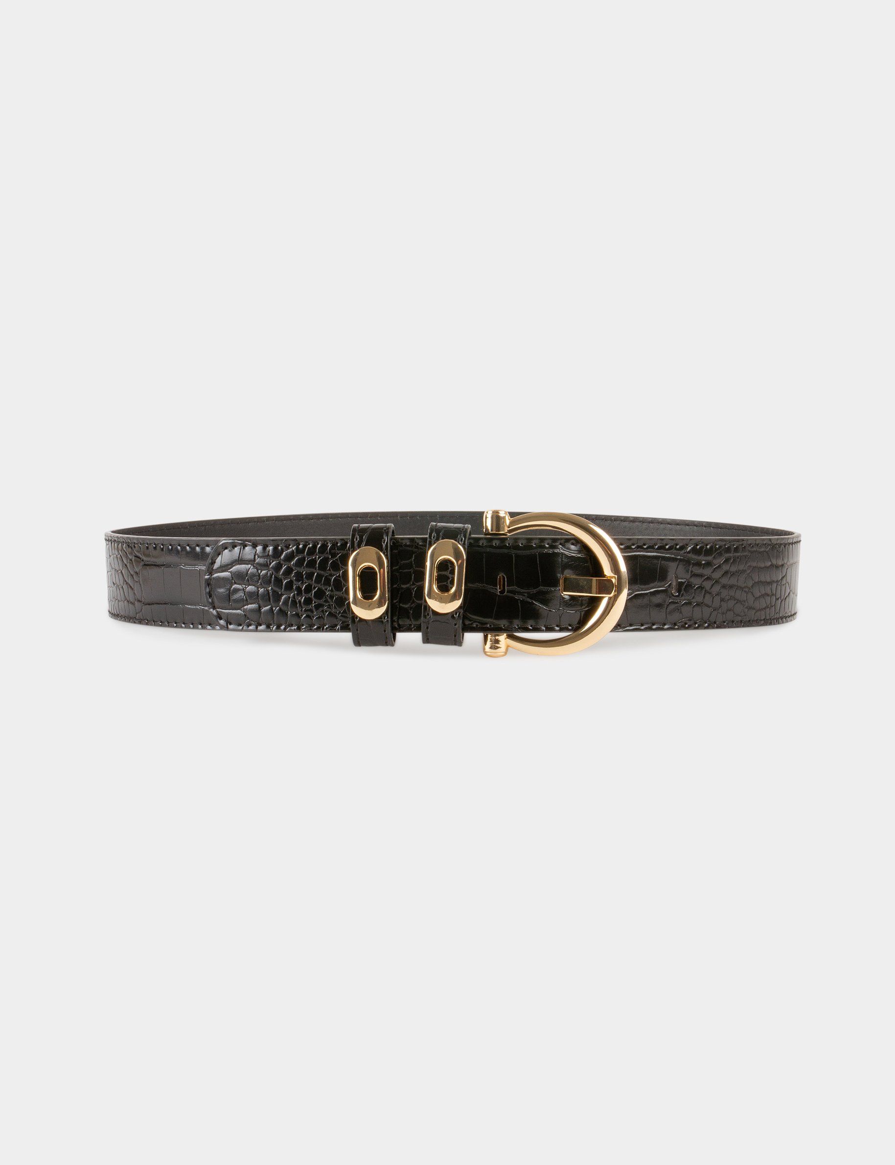 Belt with croc effect black ladies'