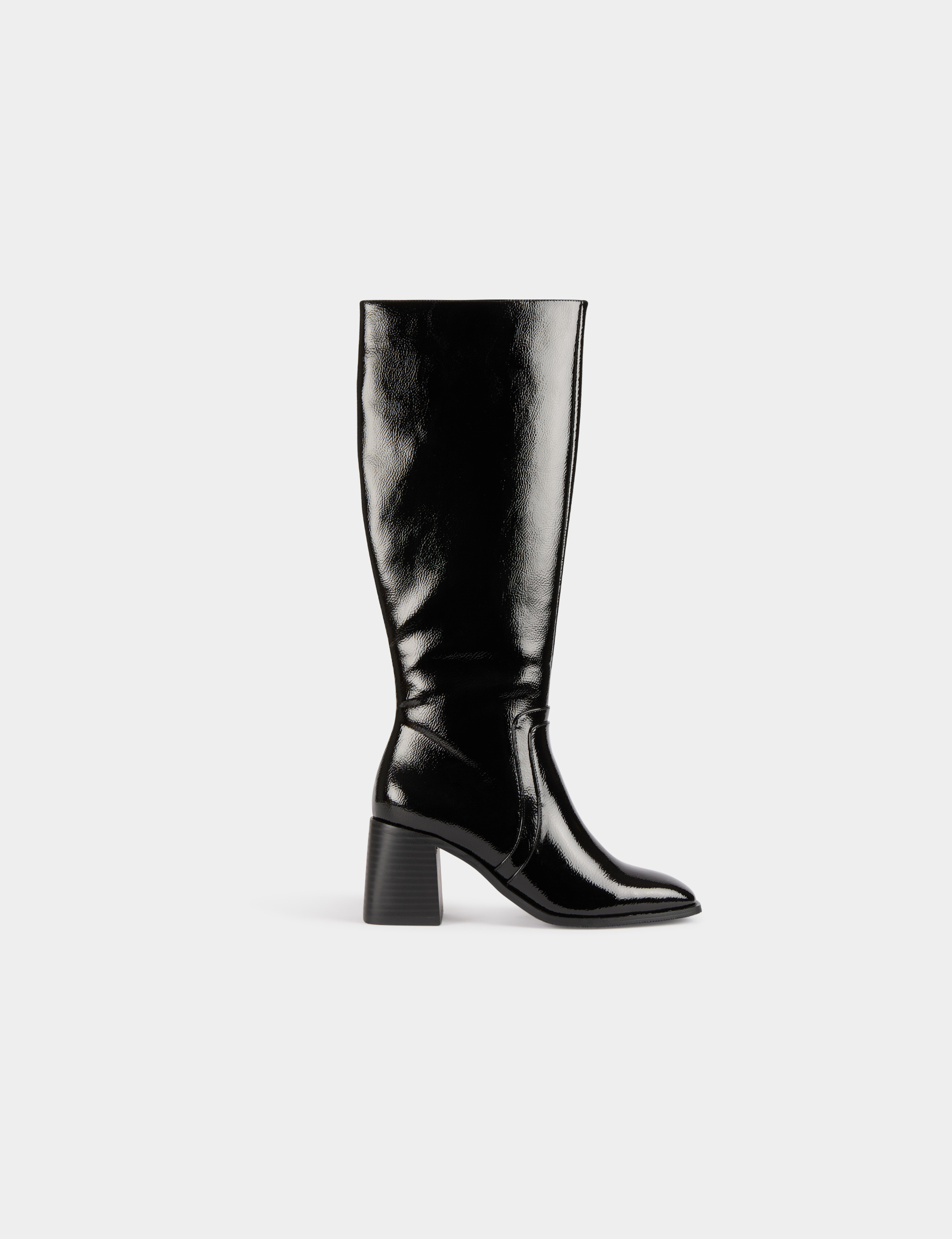 patent boots with heels black women Patent boots with heels black women