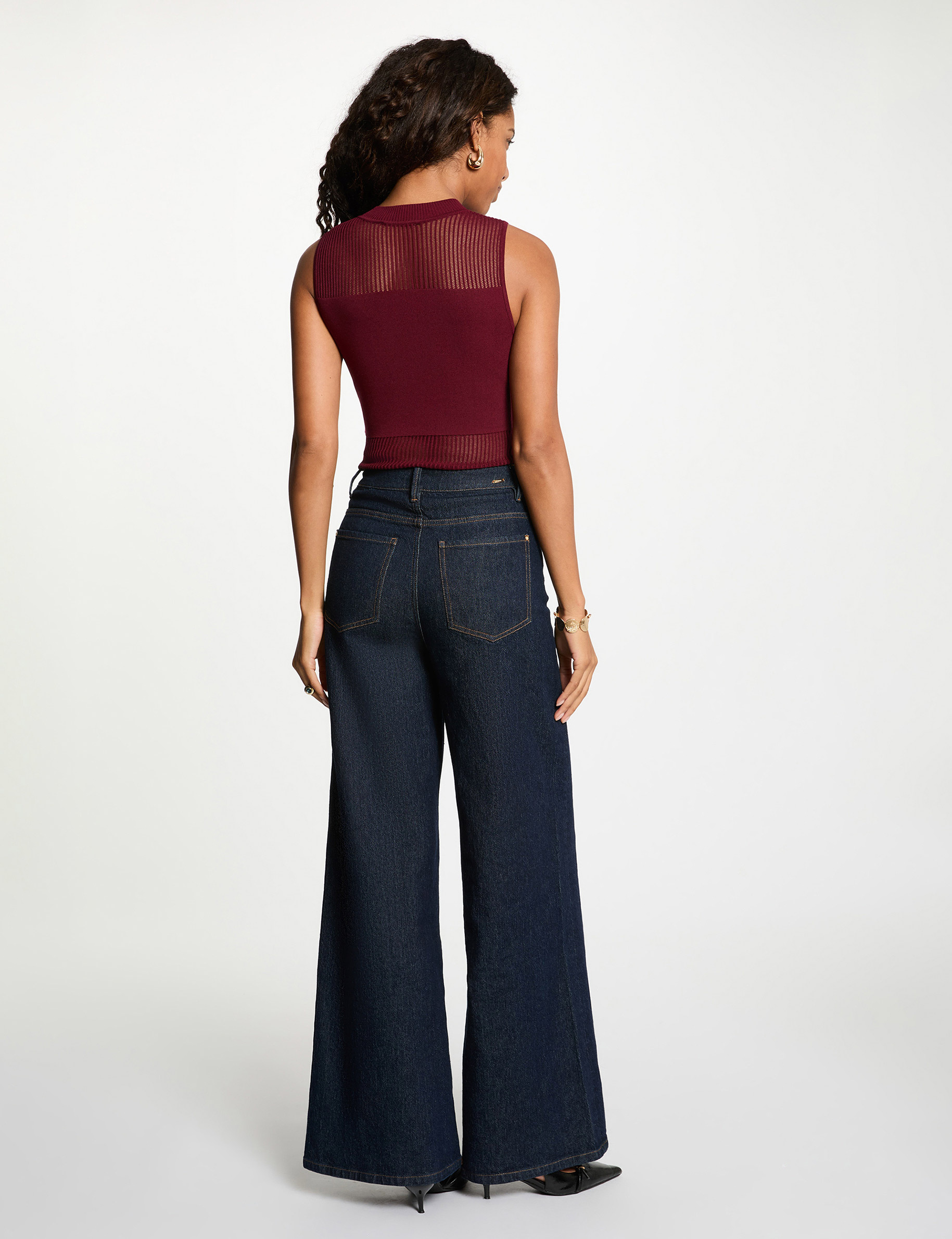 Sleeveless knitted top bordeaux women