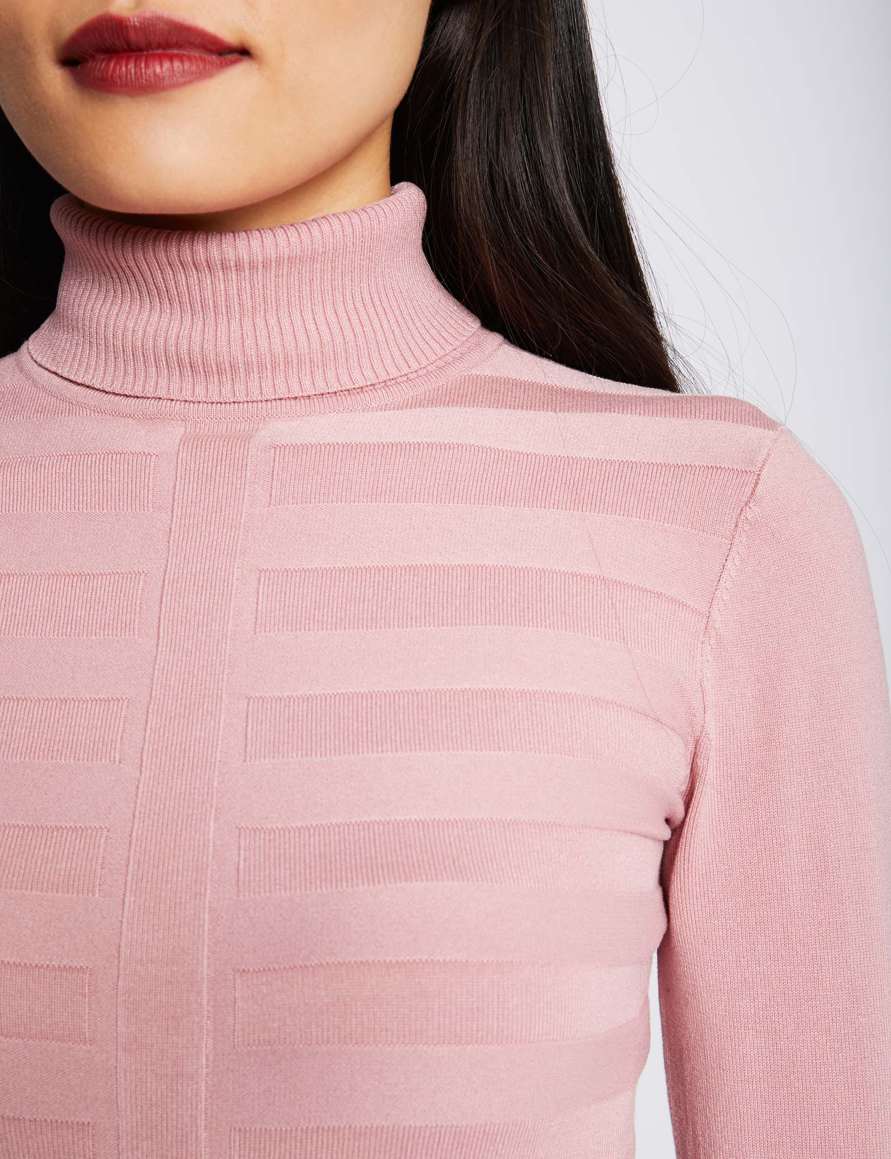 Fitted high neck sweater light pink women
