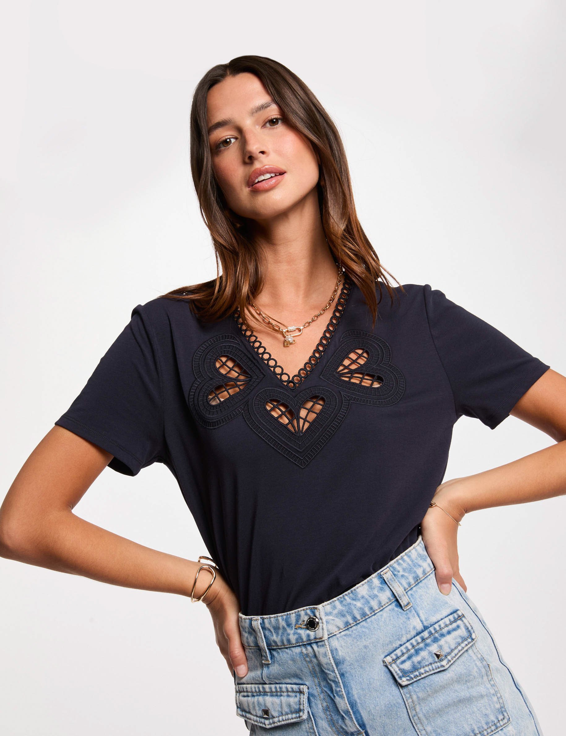 short sleeve t shirt navy blue women Short sleeve T-shirt navy blue women