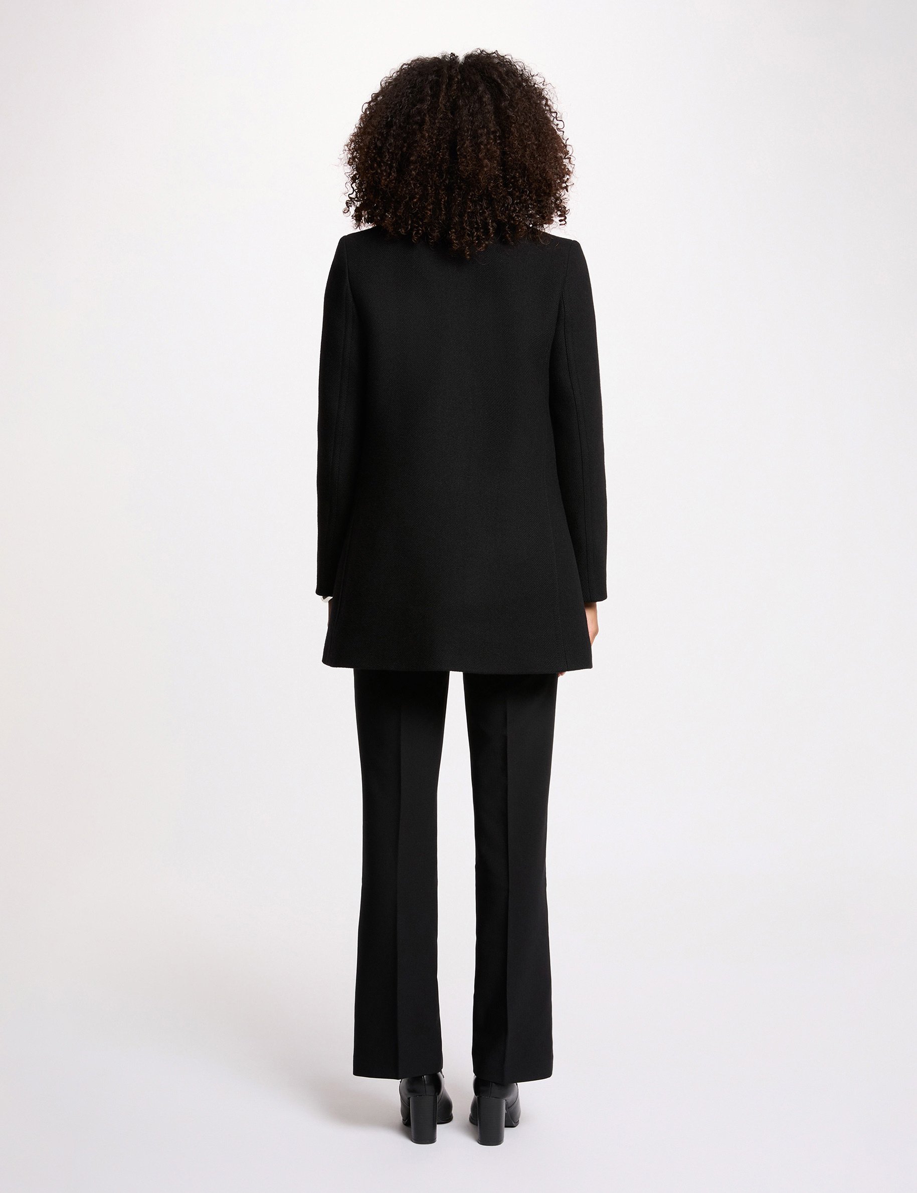 mid length straight coat black women Mid-length straight coat black women