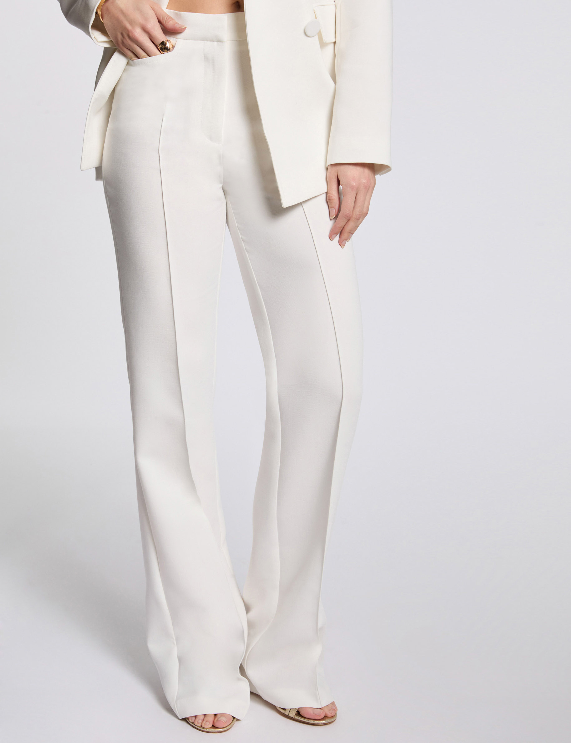 High-waist bootcut trousers white women