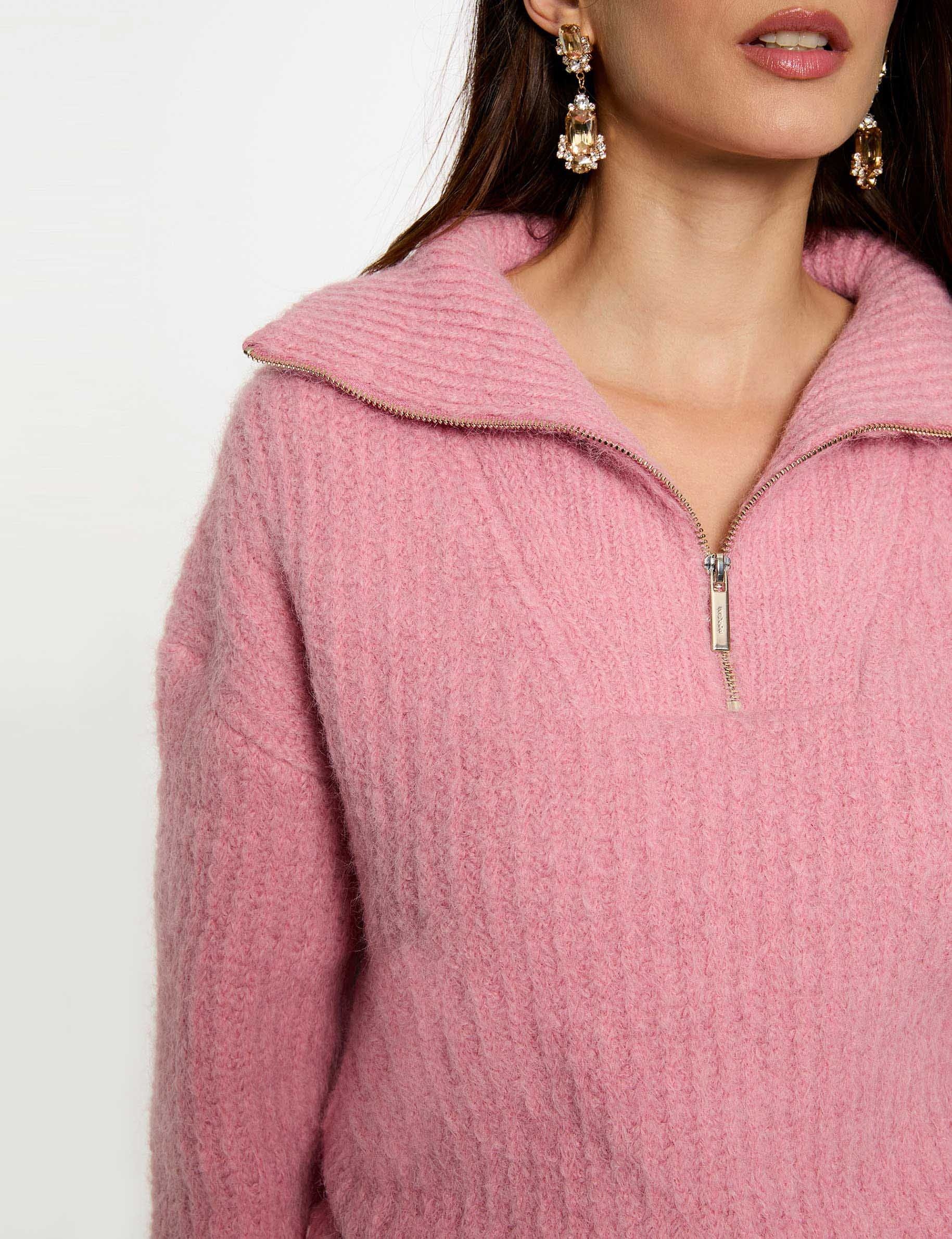 sweater with zip fastening antique pink women Sweater with zip fastening antique pink women