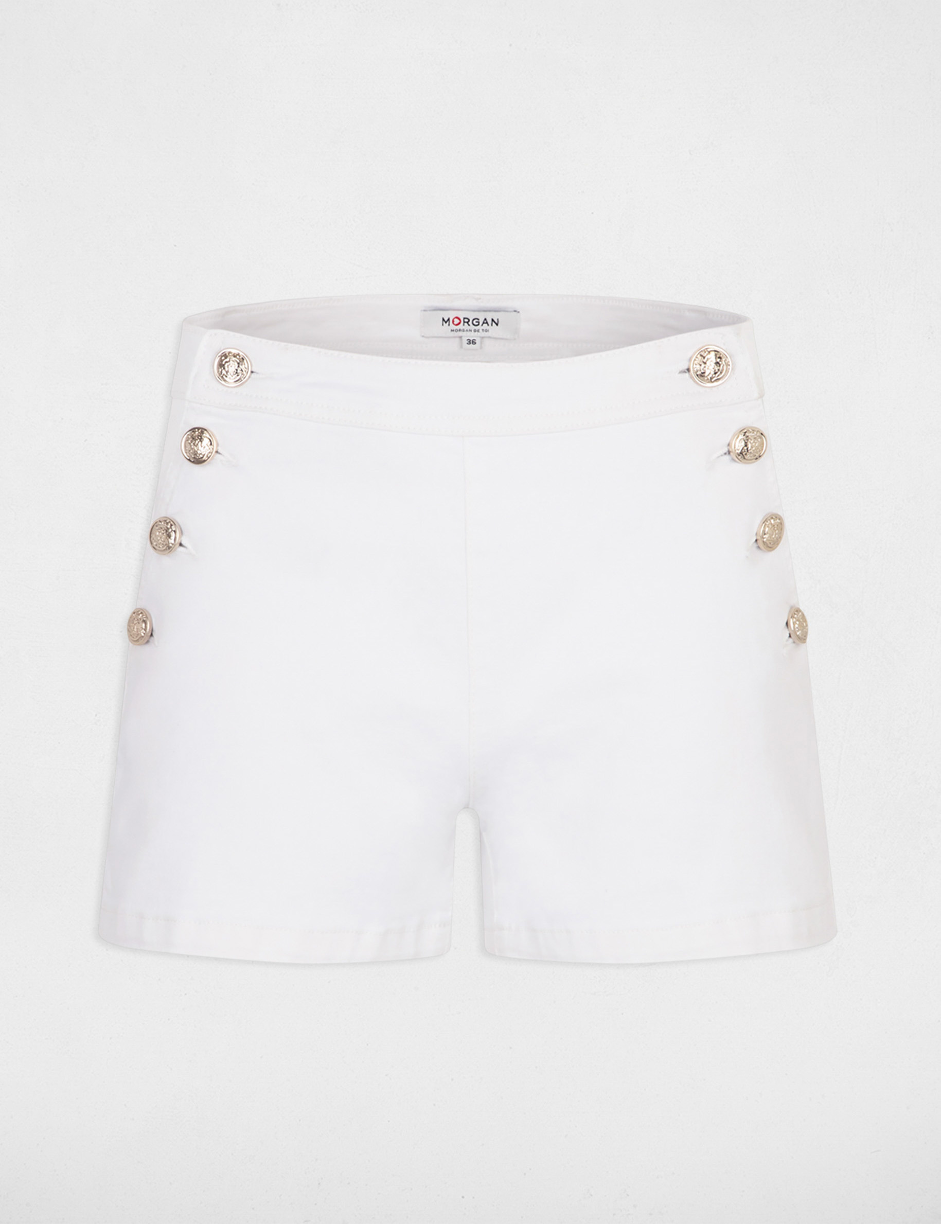 Fitted shorts with buttons ecru ladies'