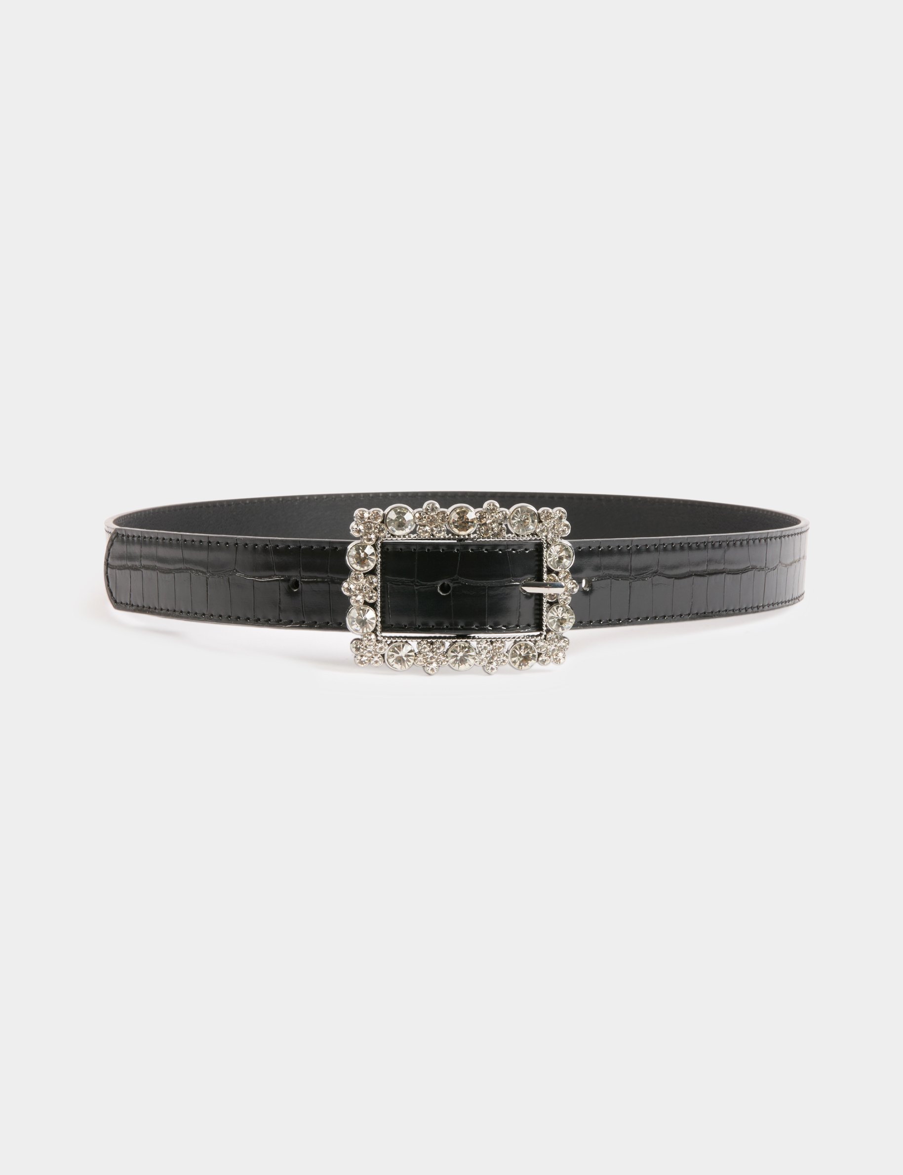 Croc belt with rhinestones black women