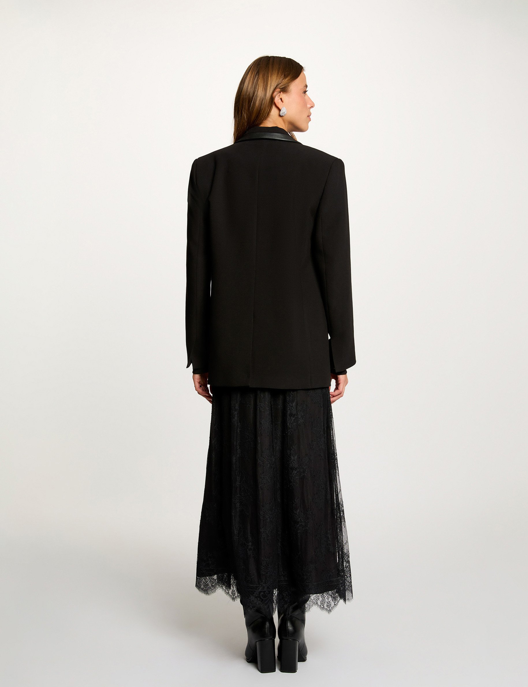 Tailored collar blazer black women