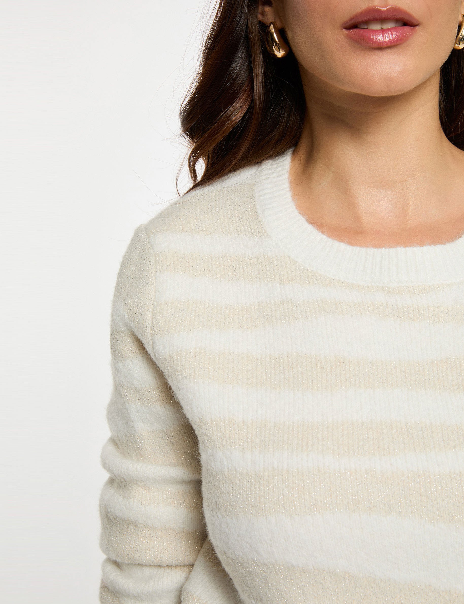 Cropped jacquard sweater ivory women