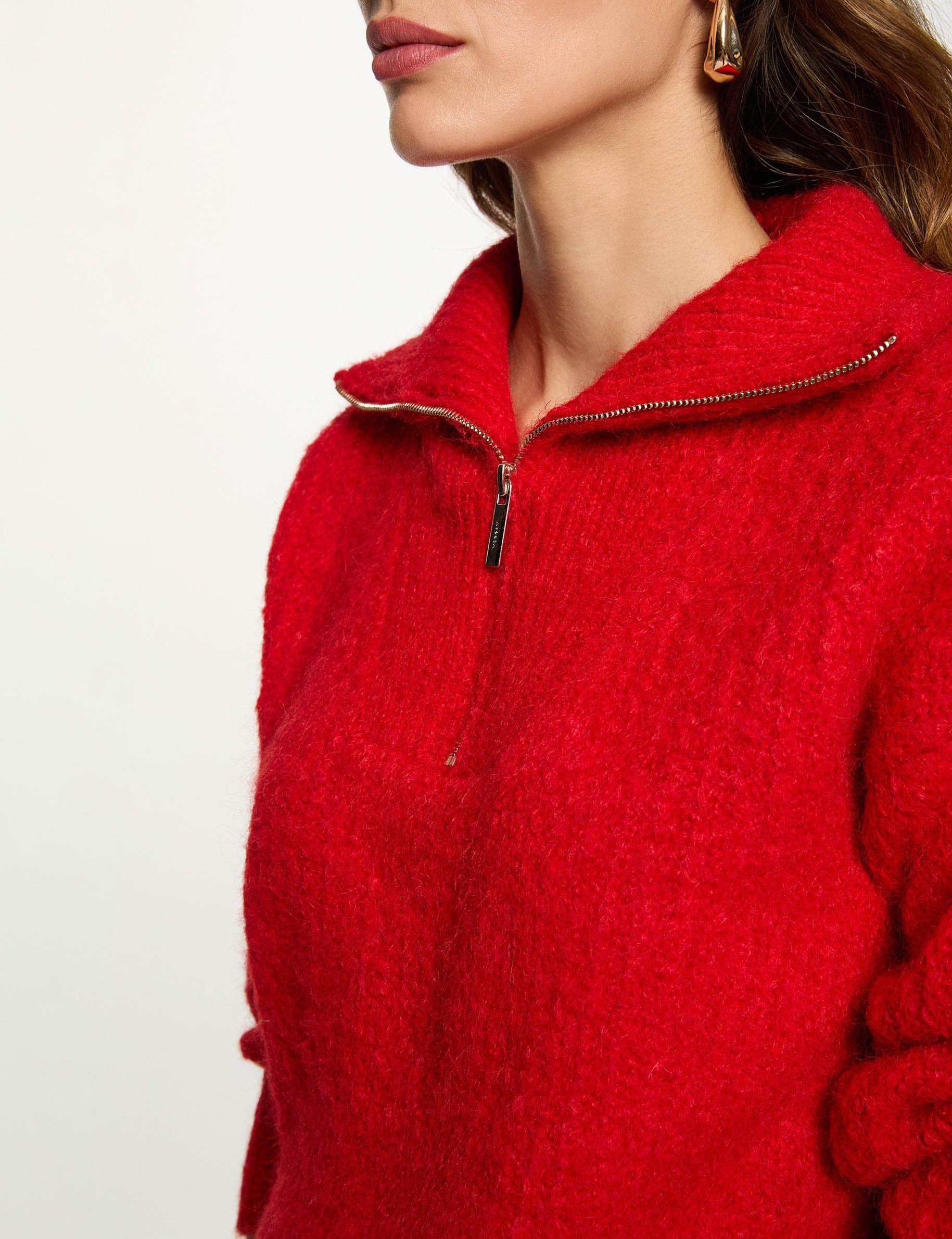 Sweater with zip fastening red women
