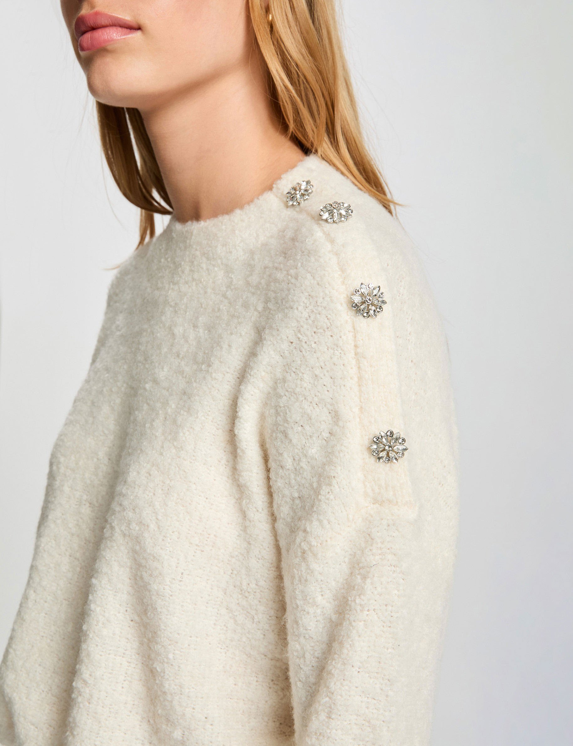 jumper high collar and buttons ivory women Jumper high collar and buttons ivory women