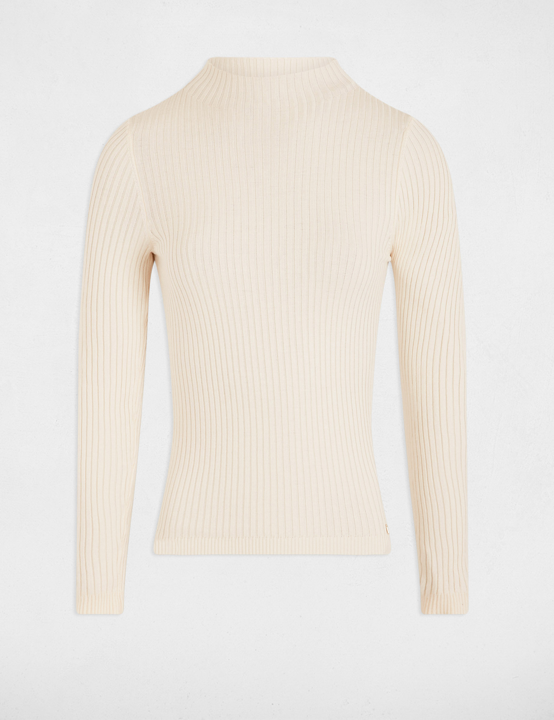 ribbed jumper high collar ivory women Ribbed jumper high collar ivory women