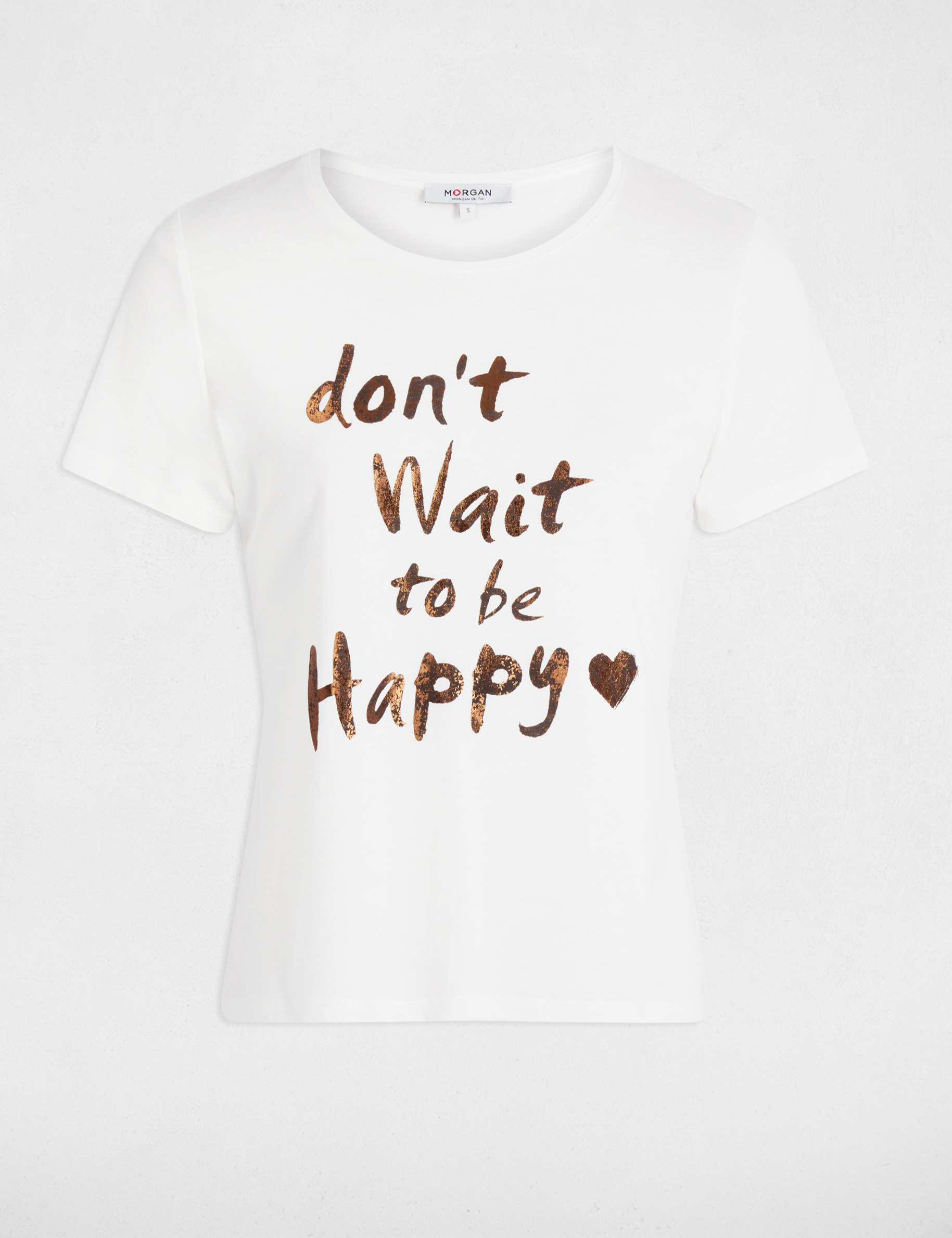 Round neck short-sleeve t-shirt white women