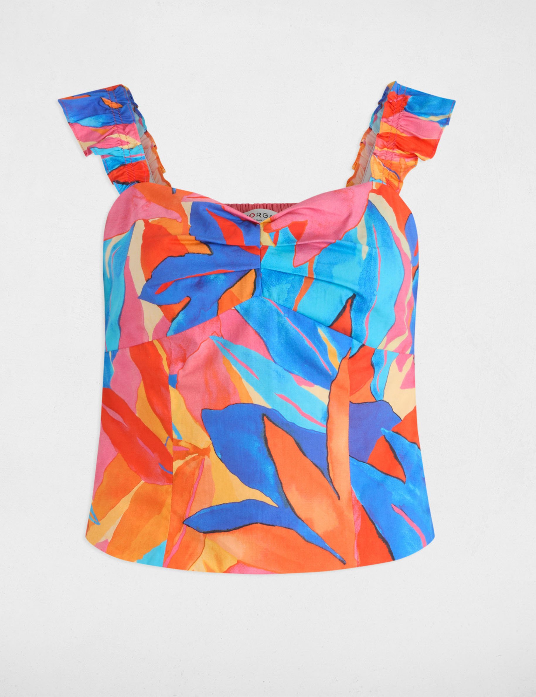 printed top with ruffles multicolor women Printed top with ruffles multicolor women