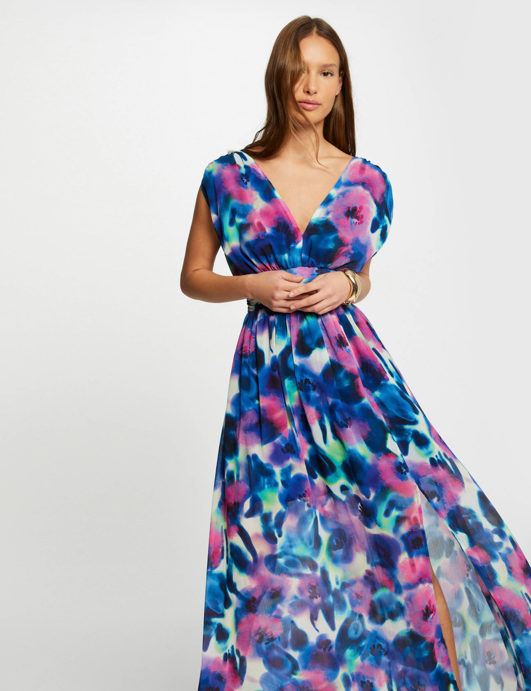 printed maxi straight dress multicolored women Printed maxi straight dress multicolored women