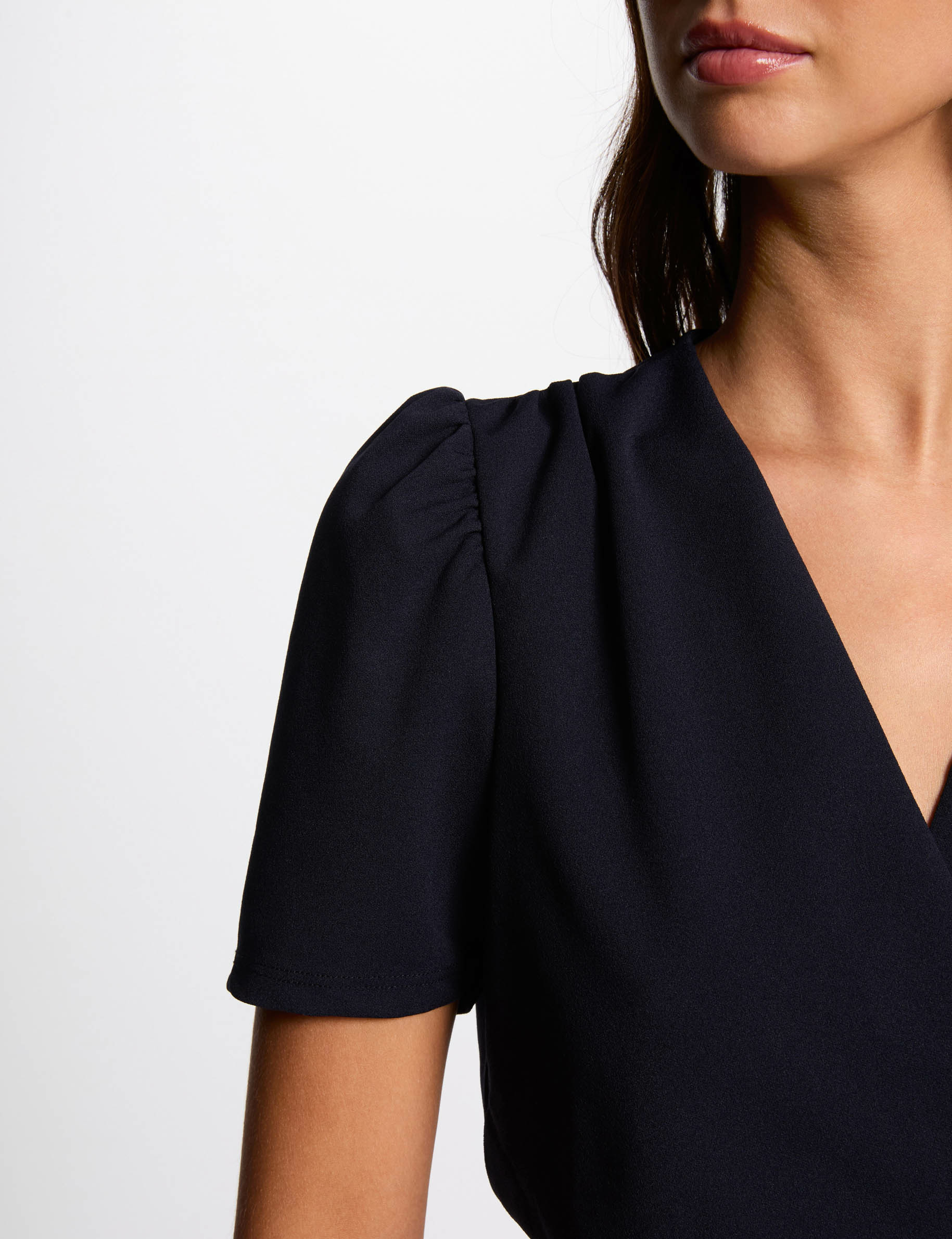robe courte cintree drapee marine femme Robe courte cintrée drapée marine femme