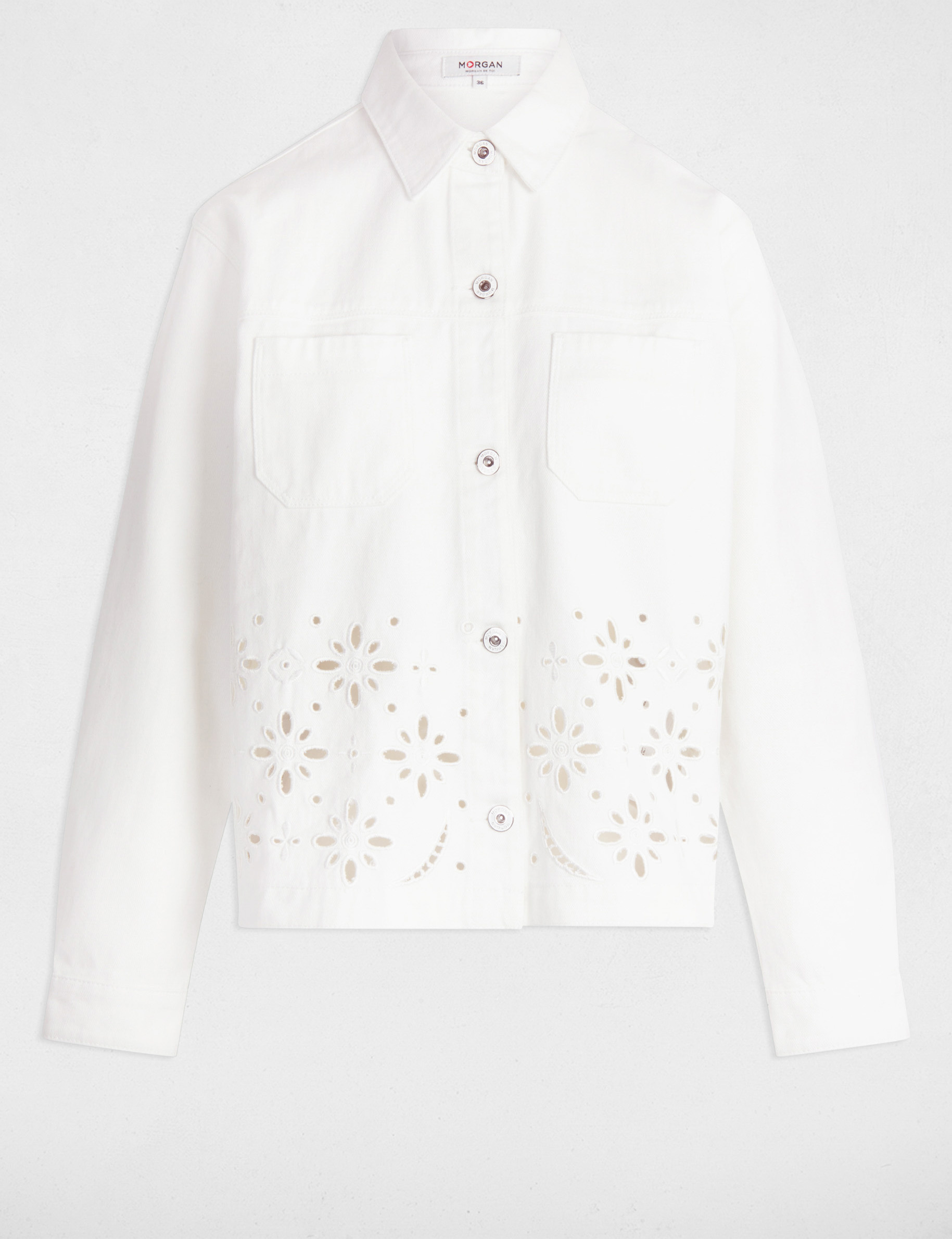 Embroidered denim jacket white women