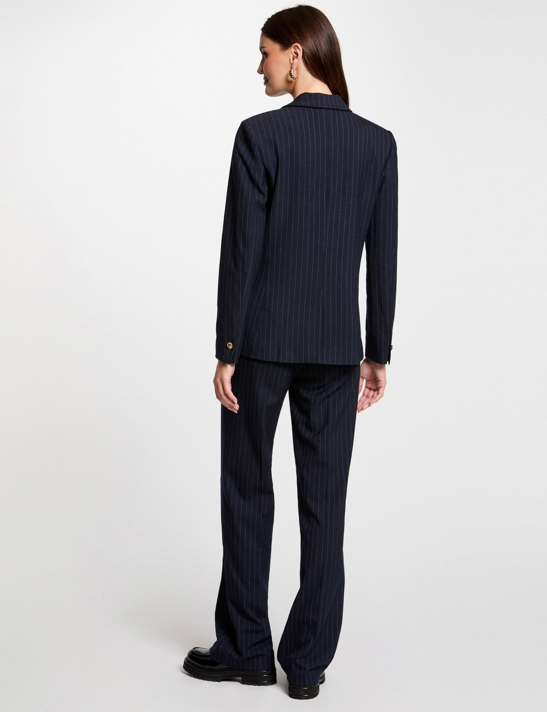 Striped navy trousers 2025