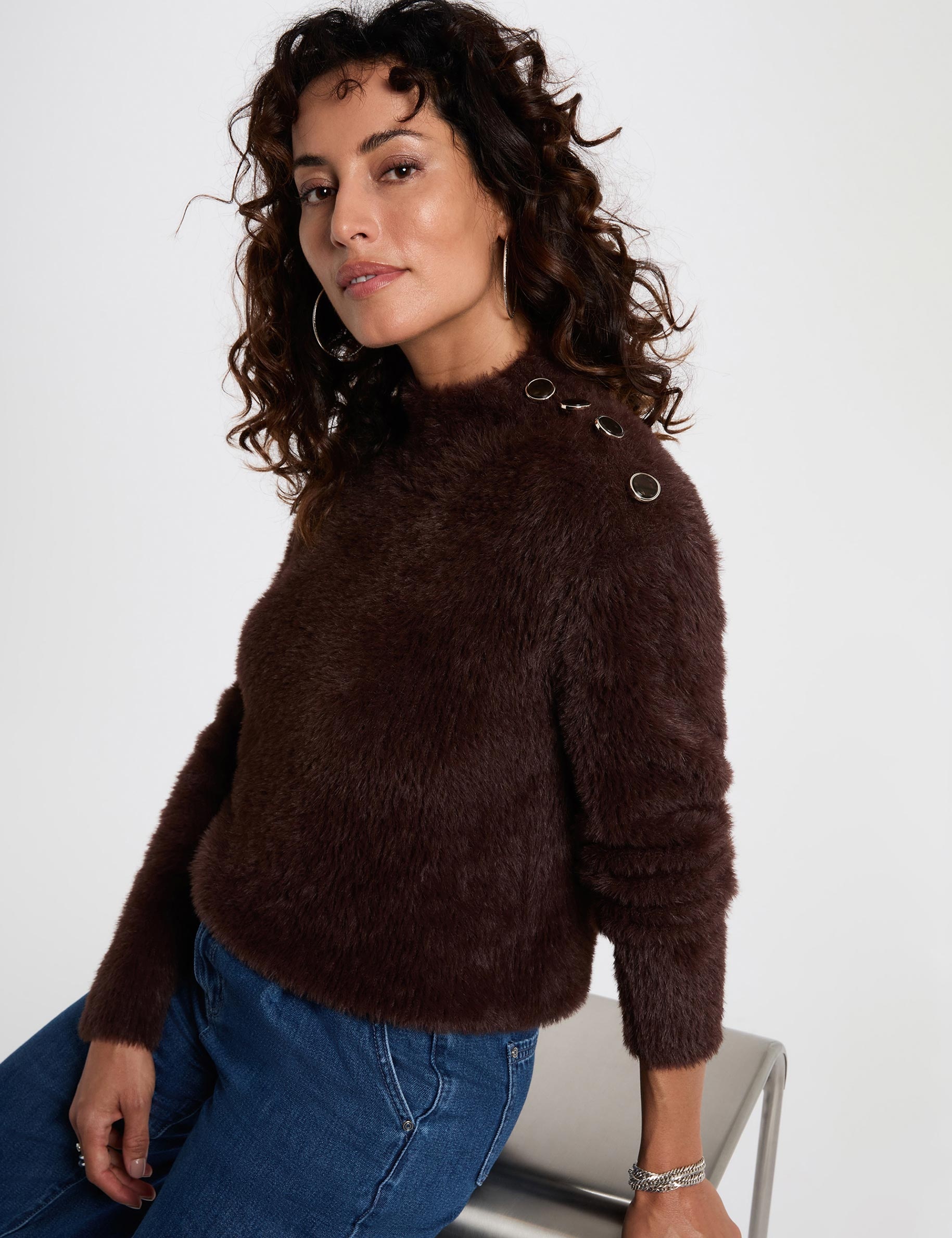 fitted cropped sweater dark brown women Fitted cropped sweater dark brown women