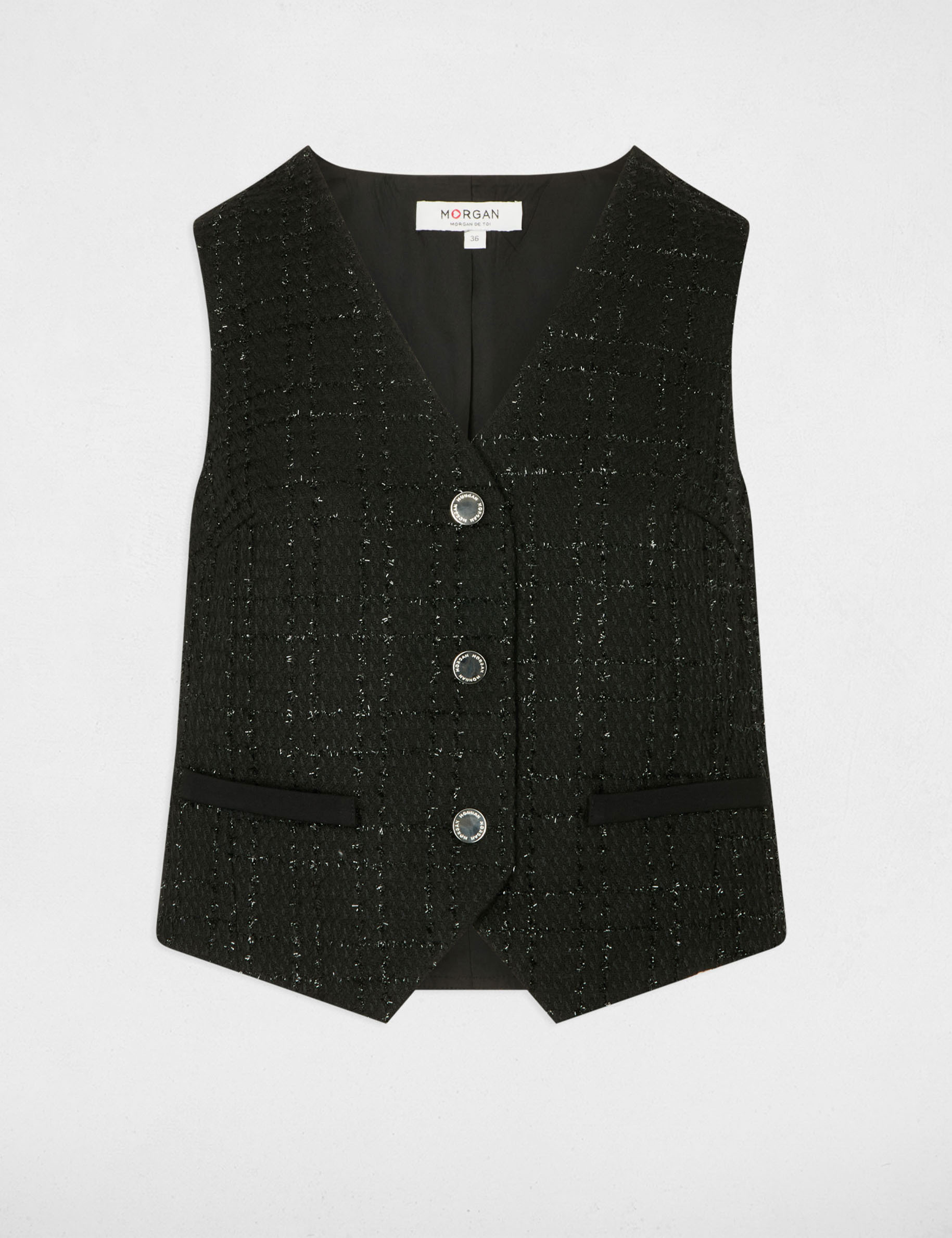 Gilet cintré sans manches noir femme