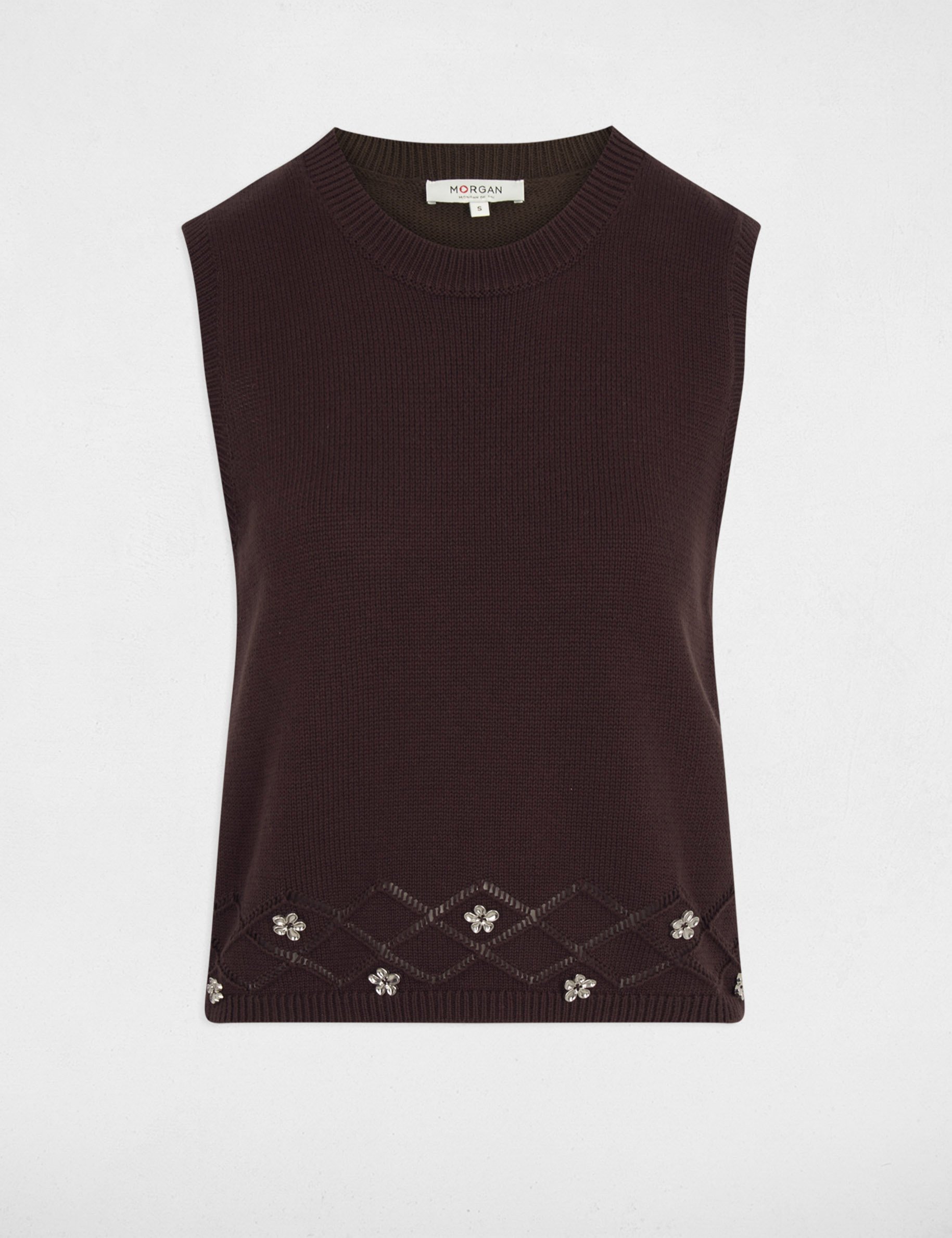 Sleeveless sweater dark brown women